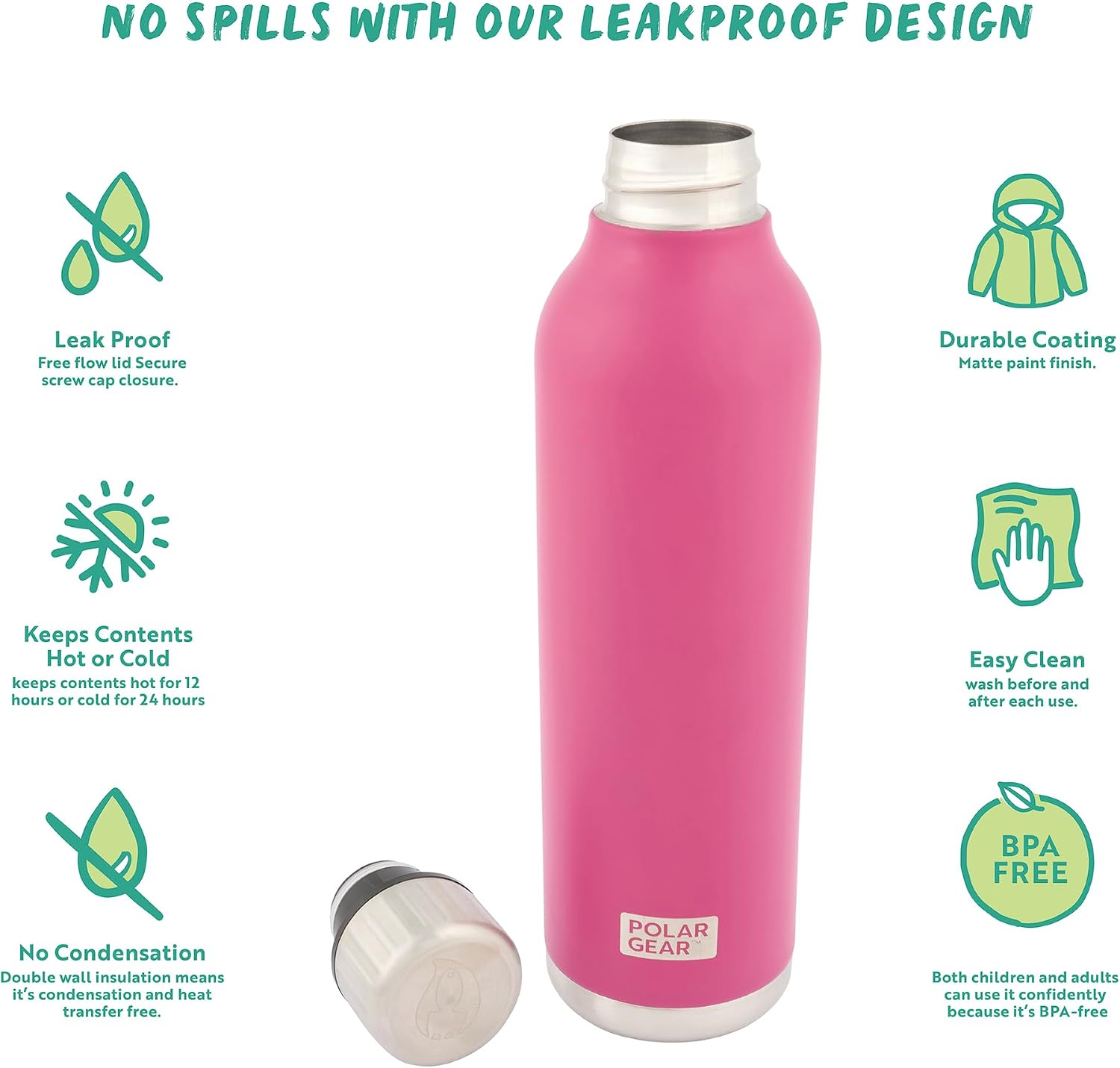 Detalle 2 de Polar Gear Stainless Steel Water Bottle 500ml
