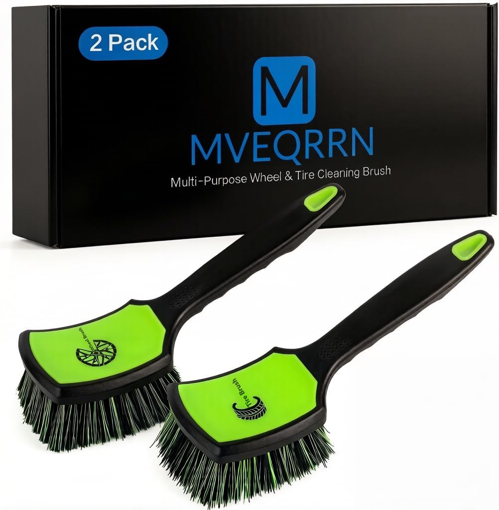 Detalle de MVEQRRN Non-Scratch 2-Pack Car Wheel & Tire Cleaning Brush Kit (Soft & Stiff Bristles)