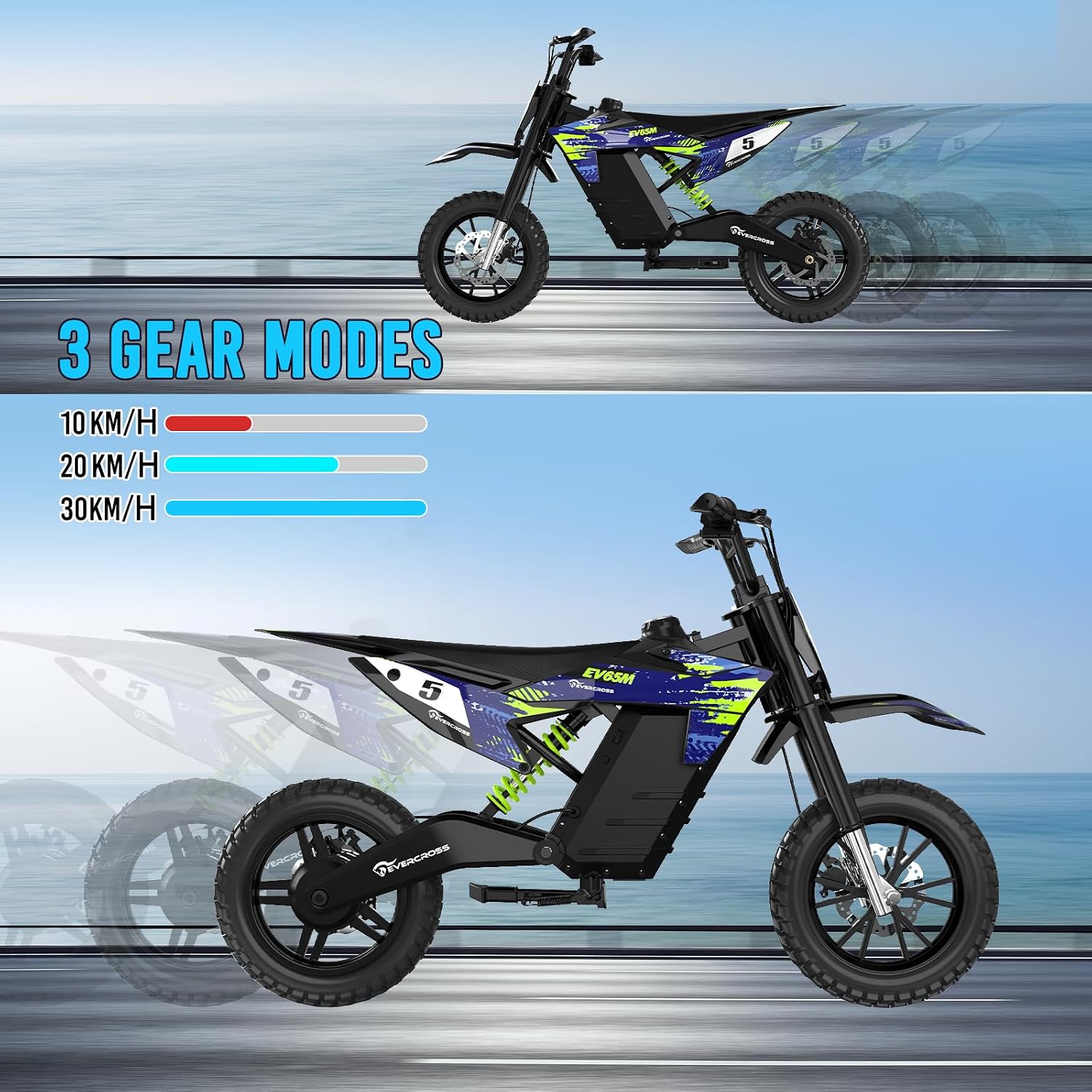 Thumbnail 3 de EVERCROSS EV65M 48V Motocicletta Elettrica per Bambini – 500W, 3 Velocità, Autonomia 20 km, Pneumatici 14