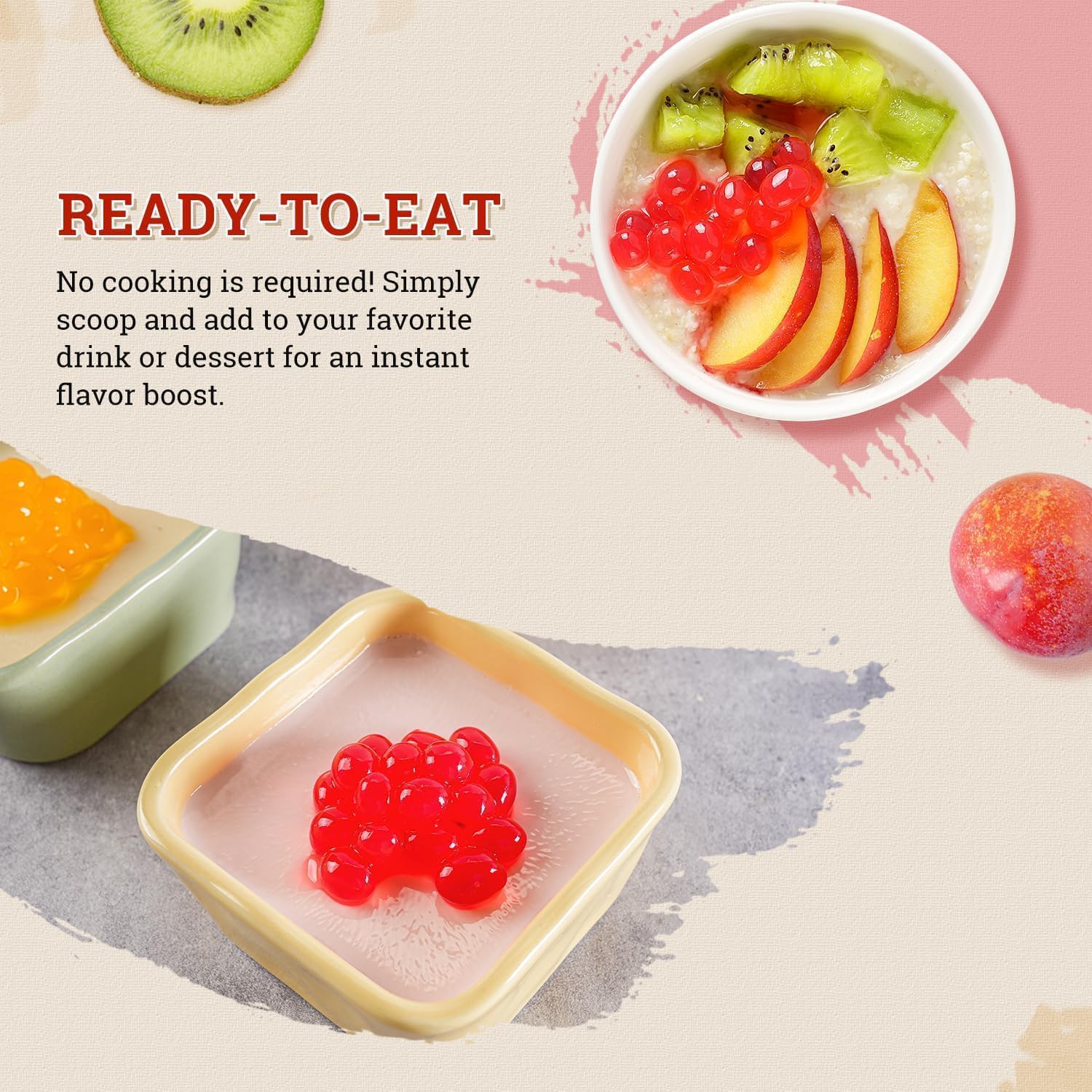 Thumbnail 4 de Soeos Mango Popping Boba, 1.2 kg Jar for Bubble Tea and Desserts