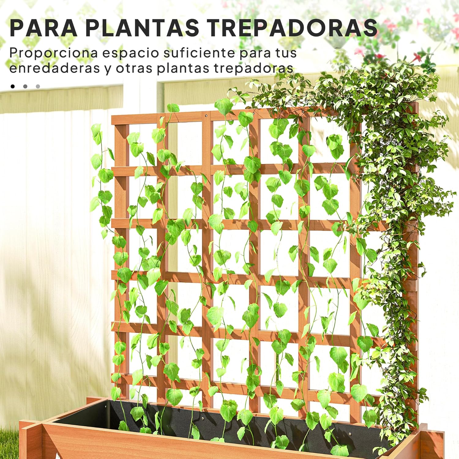 Detalle de Outsunny Jardinera con Enrejado 95x95x110 cm
