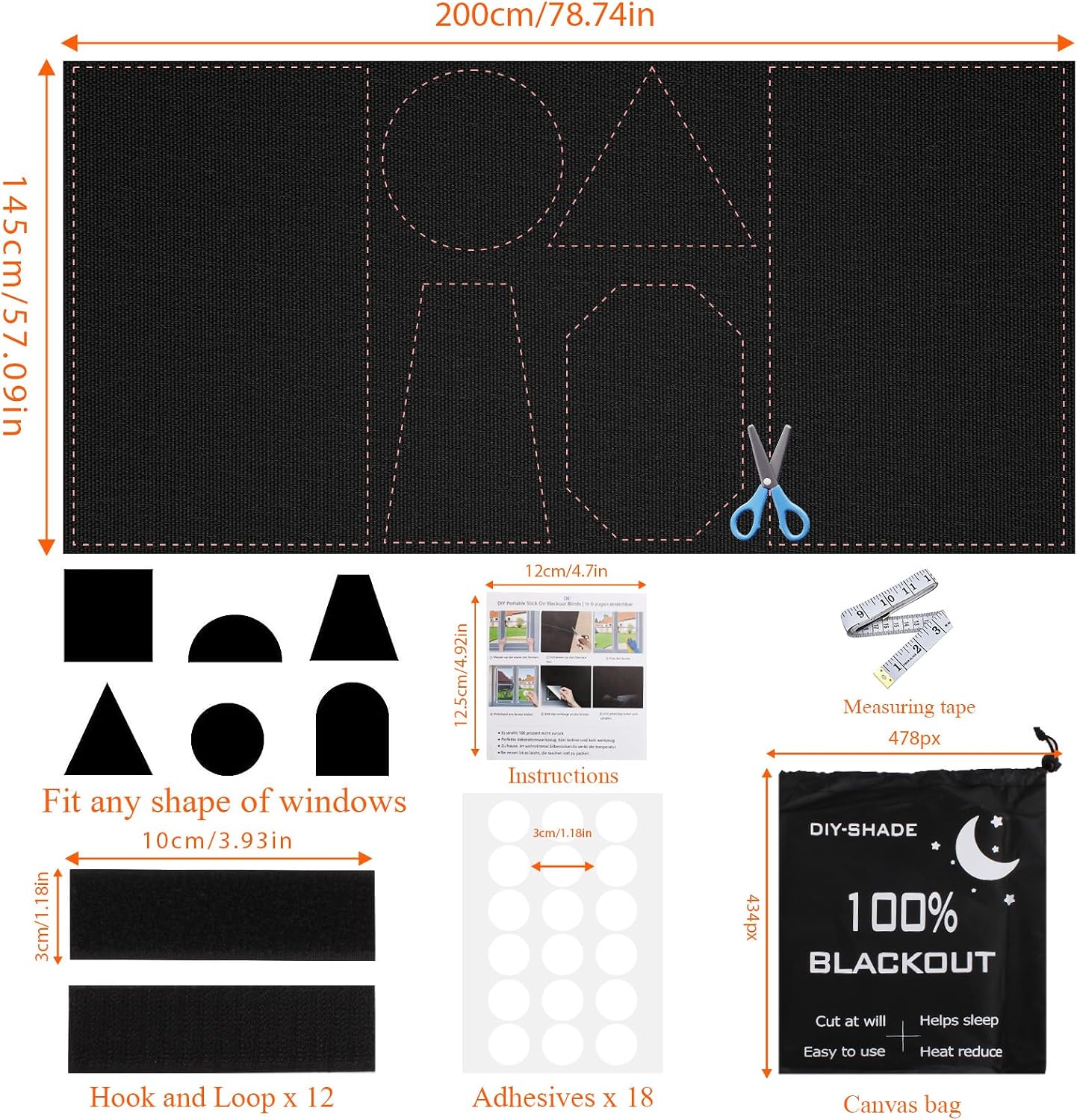 Thumbnail 5 de Amicably verduisteringsdoek 200 × 145 cm van 420D Oxford, op maat te knippen