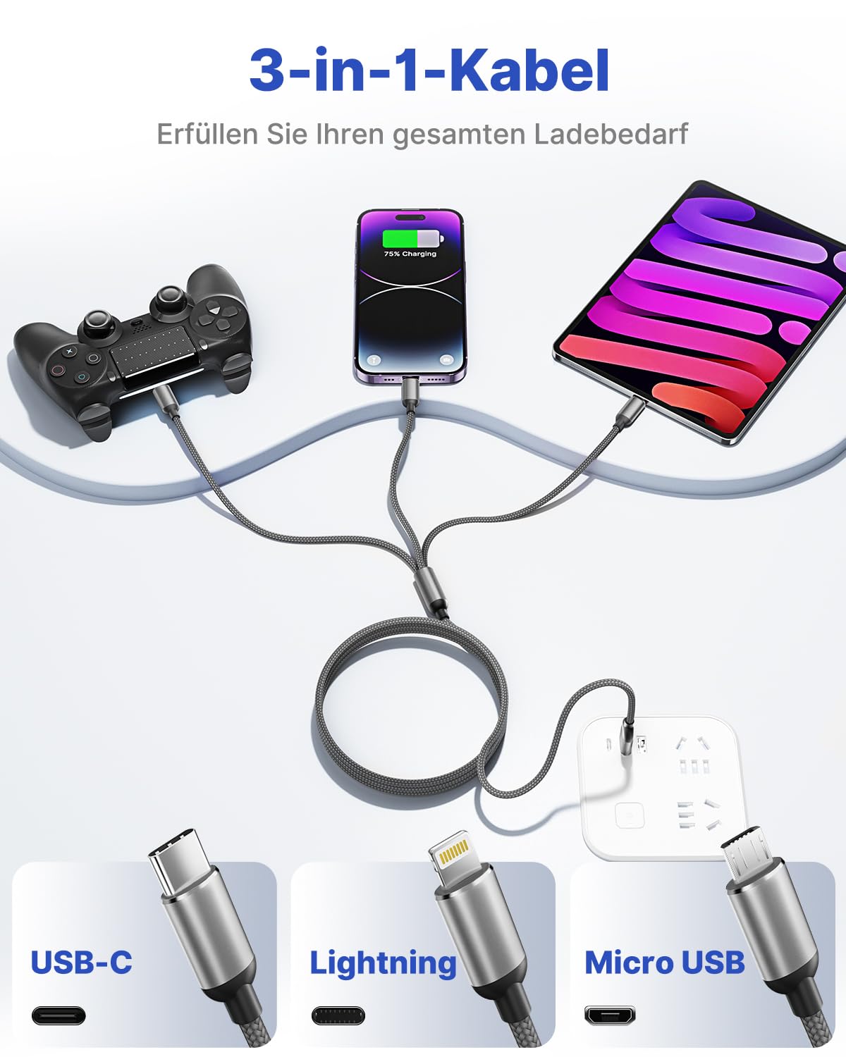 Thumbnail 1 de Multi USB Kabel 3 in 1 1,2M