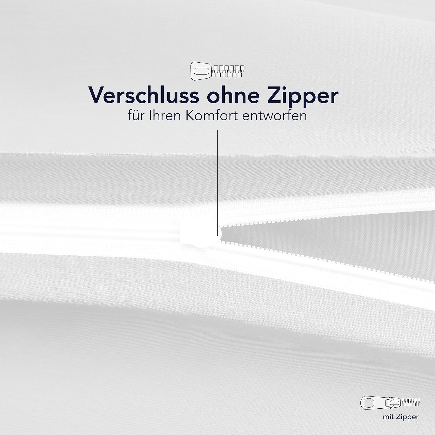 Detalle de Dreamzie Kissenbezug 40 x 80 cm (Set mit 2) aus 100% Jersey-Baumwolle – weiß
