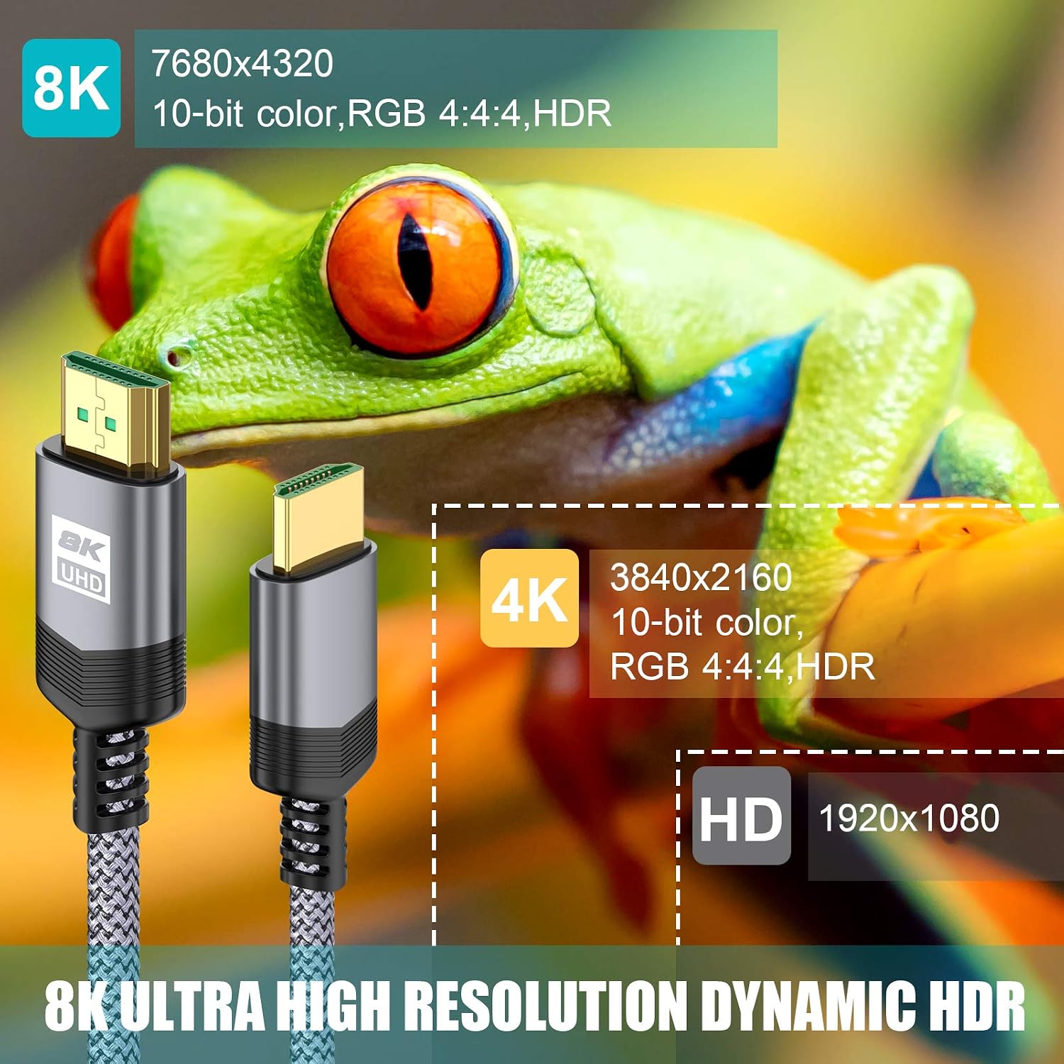 Detalle 1 de AviBrex RM 8K HDMI 2.1 Cable, 3 m, 48 Gbps, 8K at 60 Hz