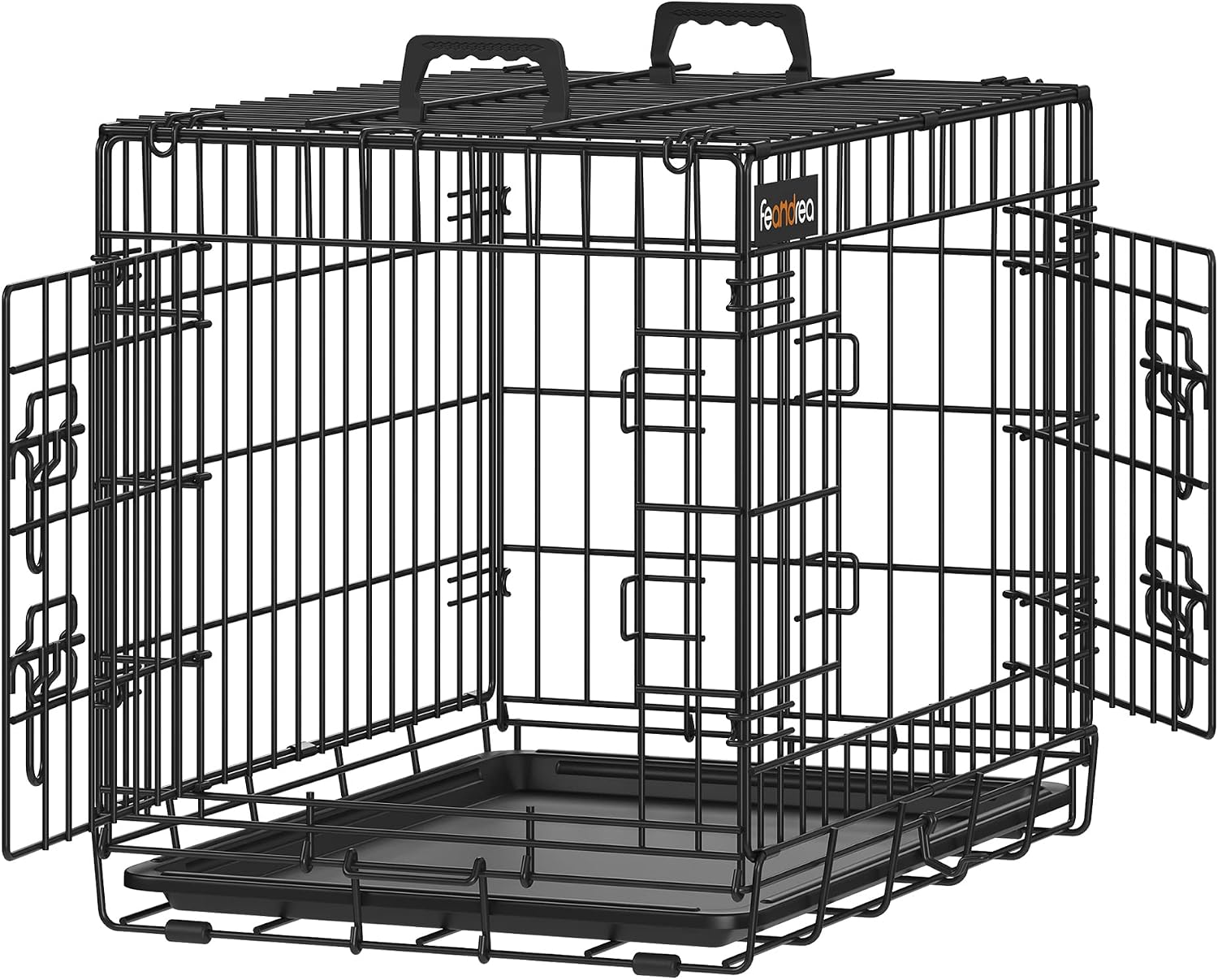 Detalle de Feandrea Gabbia per Cani Pieghevole XL 107 x 70 x 77,5 cm, 2 Porte, Vassoio Rimovibile – Nero PPD42H