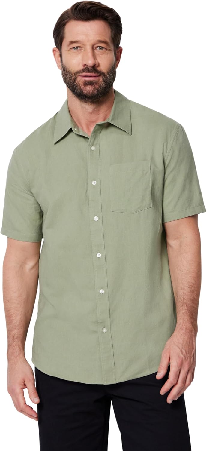Detalle de Amazon Essentials Men's Regular-Fit Short-Sleeve Linen Shirt