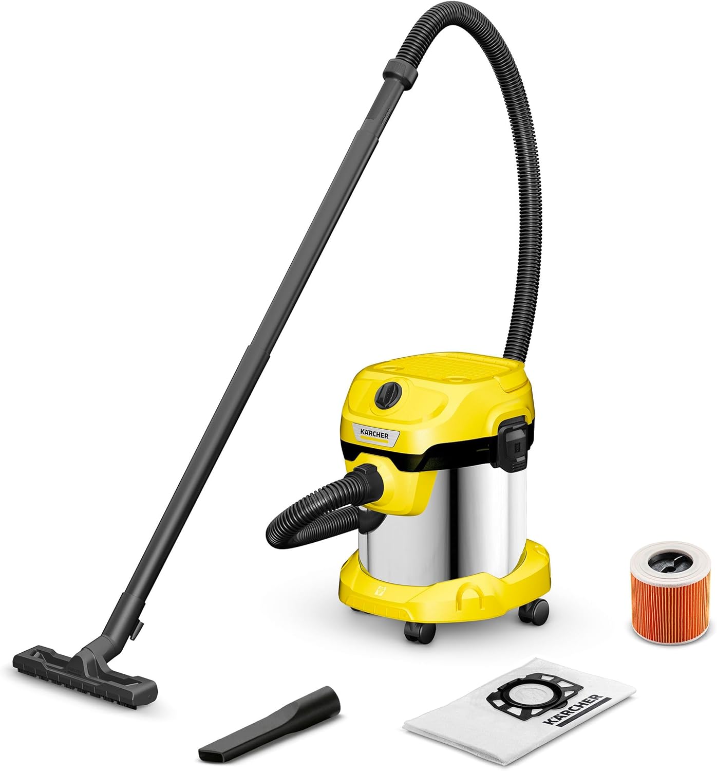 Detalle de Kärcher WD 2 Plus Wet & Dry Vacuum Cleaner — Steel 15 L with Blower Function