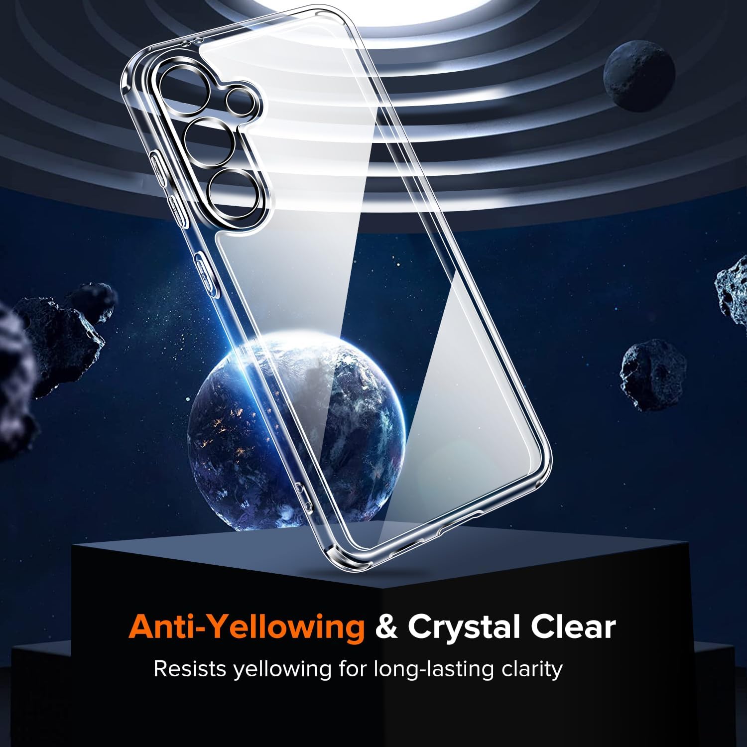 Detalle de ivoler Clear Case for Samsung Galaxy S24 5G with Tempered Glass (2 Pieces) – Transparent, Anti-Yellow, Military-Grade Protection