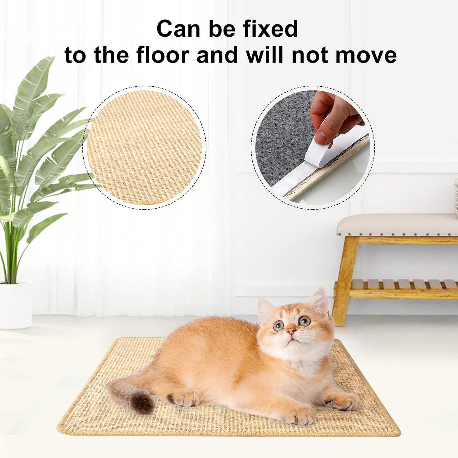Detalle de 3pk Cat Scratching Mats: Natural Sisal 50 x 25 cm (Beige)
