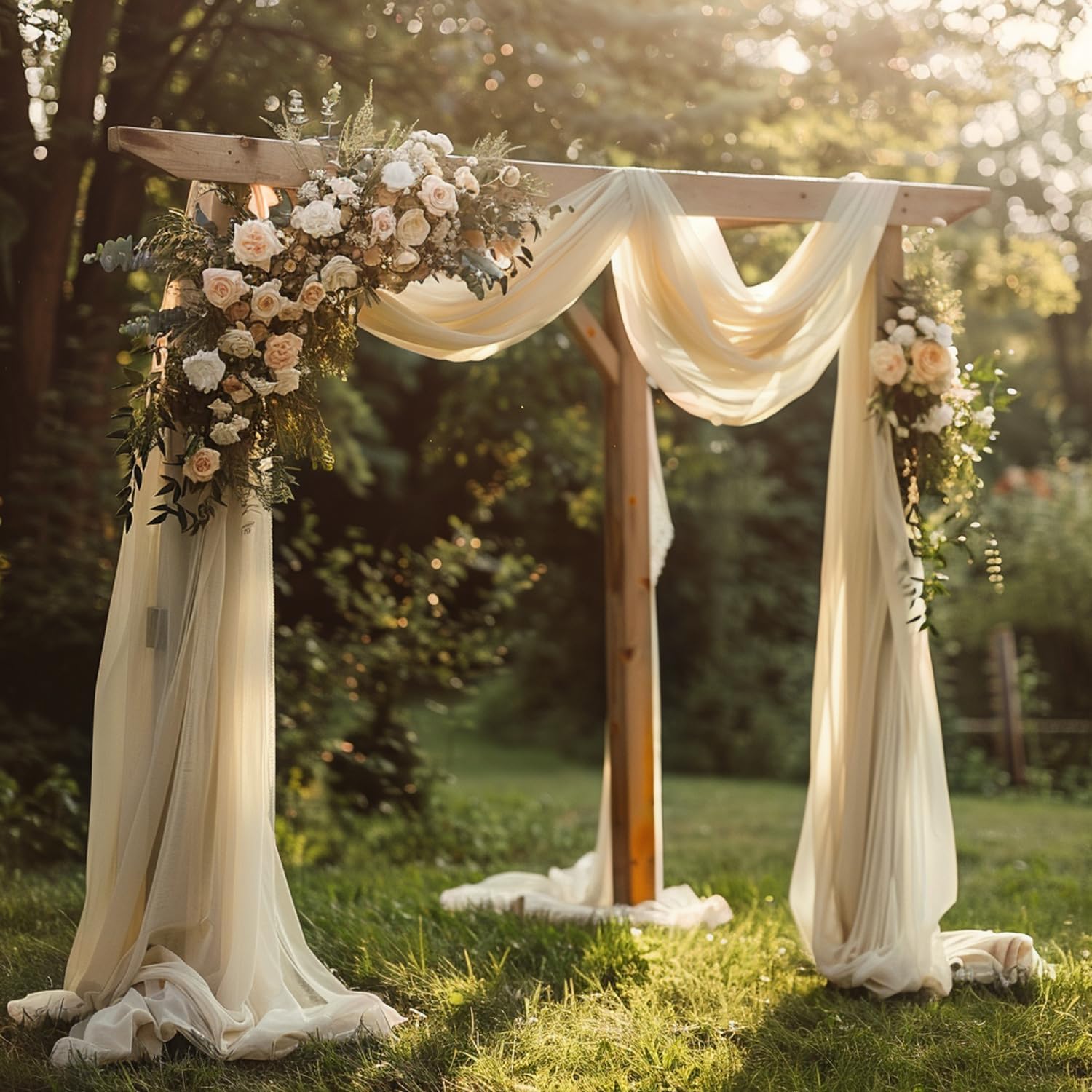 Thumbnail 6 de Wokceer Champagne Wedding Arch Drapes, 4 Sheer Polyester Panels, 28.7" x 20 ft