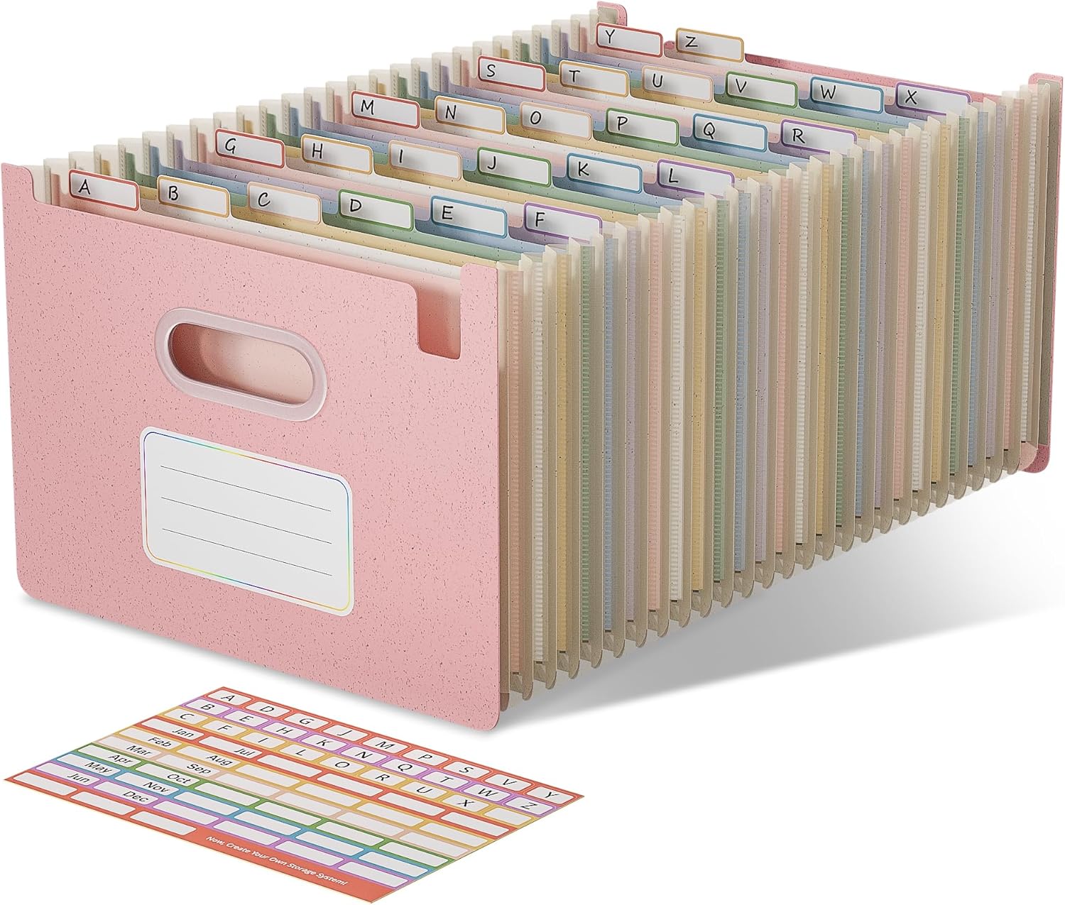 Detalle de EcoStash 26-Pocket A4 Wheat Straw Accordion File Organiser (Open Top) – BPA Free, Strawberry Pink