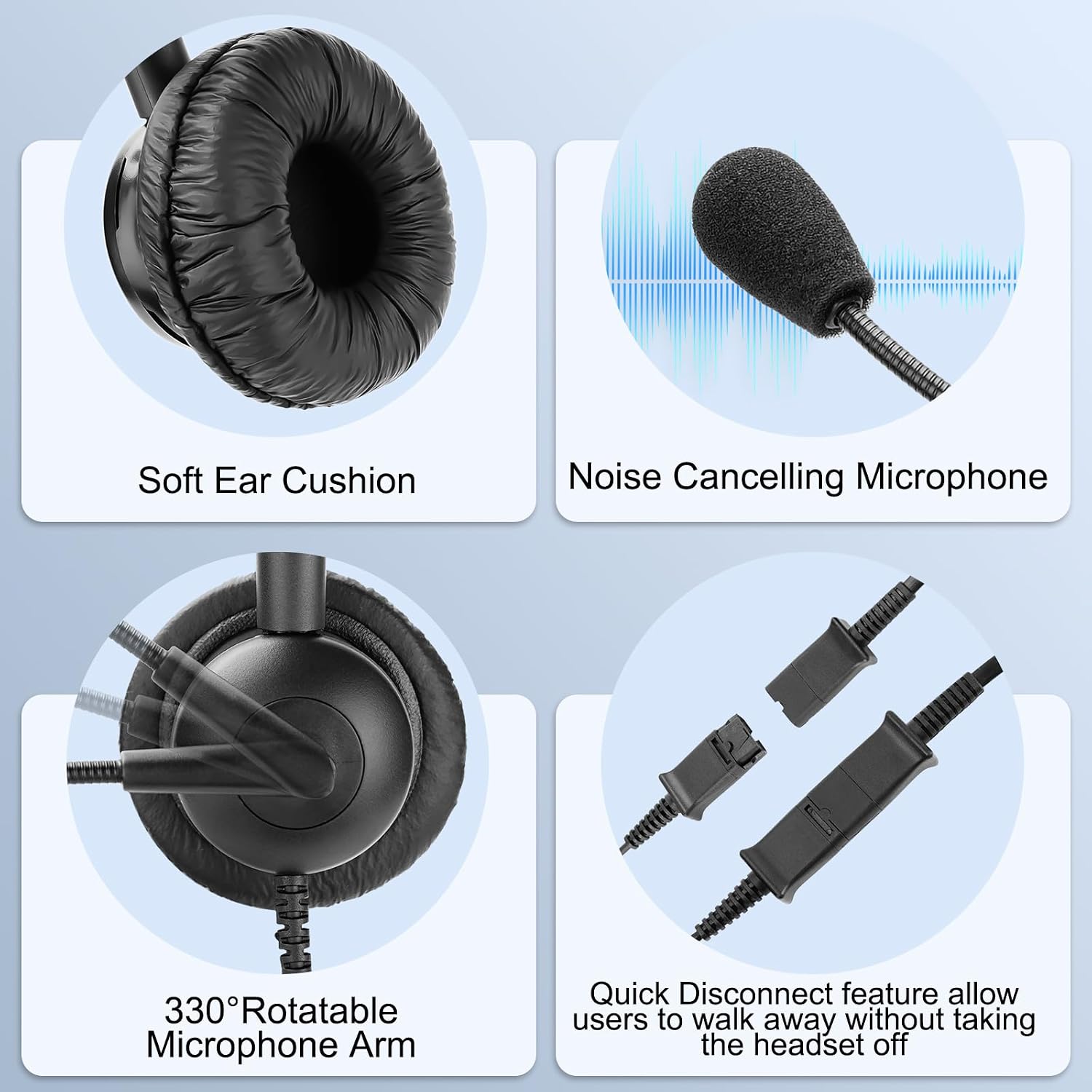 Thumbnail 5 de MKJ RJ9 Call Centre Telephone Headset with Noise-Cancelling Microphone