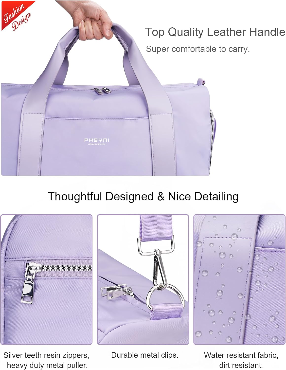 Thumbnail 2 de Sac de sport femme 19 Pouces 25 L avec compartiment à chaussures et poche imperméable (49x20x25 cm)
