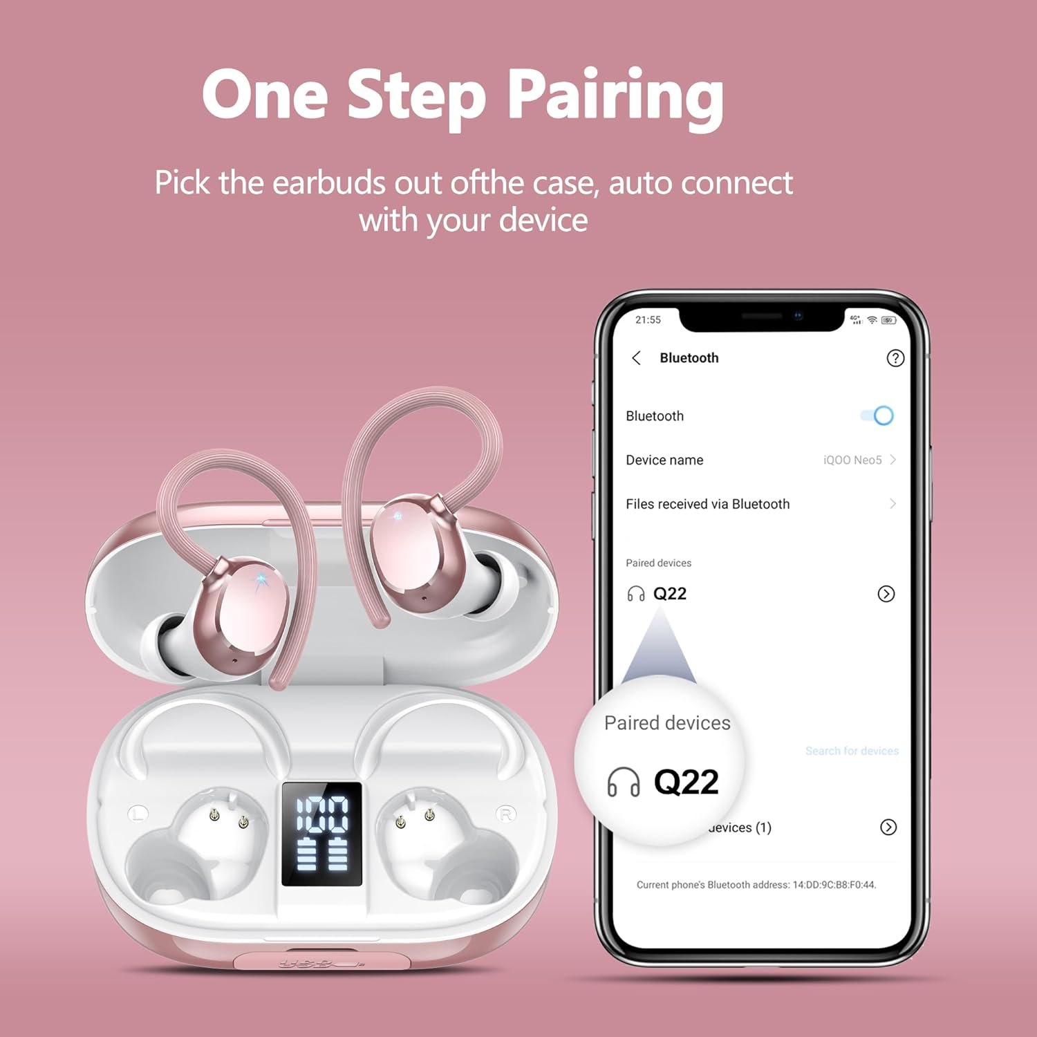 Thumbnail 3 de Ear buds Wireless Bluetooth Earbuds Sport 2026 (Q22) with LED Display, IP7 Waterproof, Bluetooth 5.3