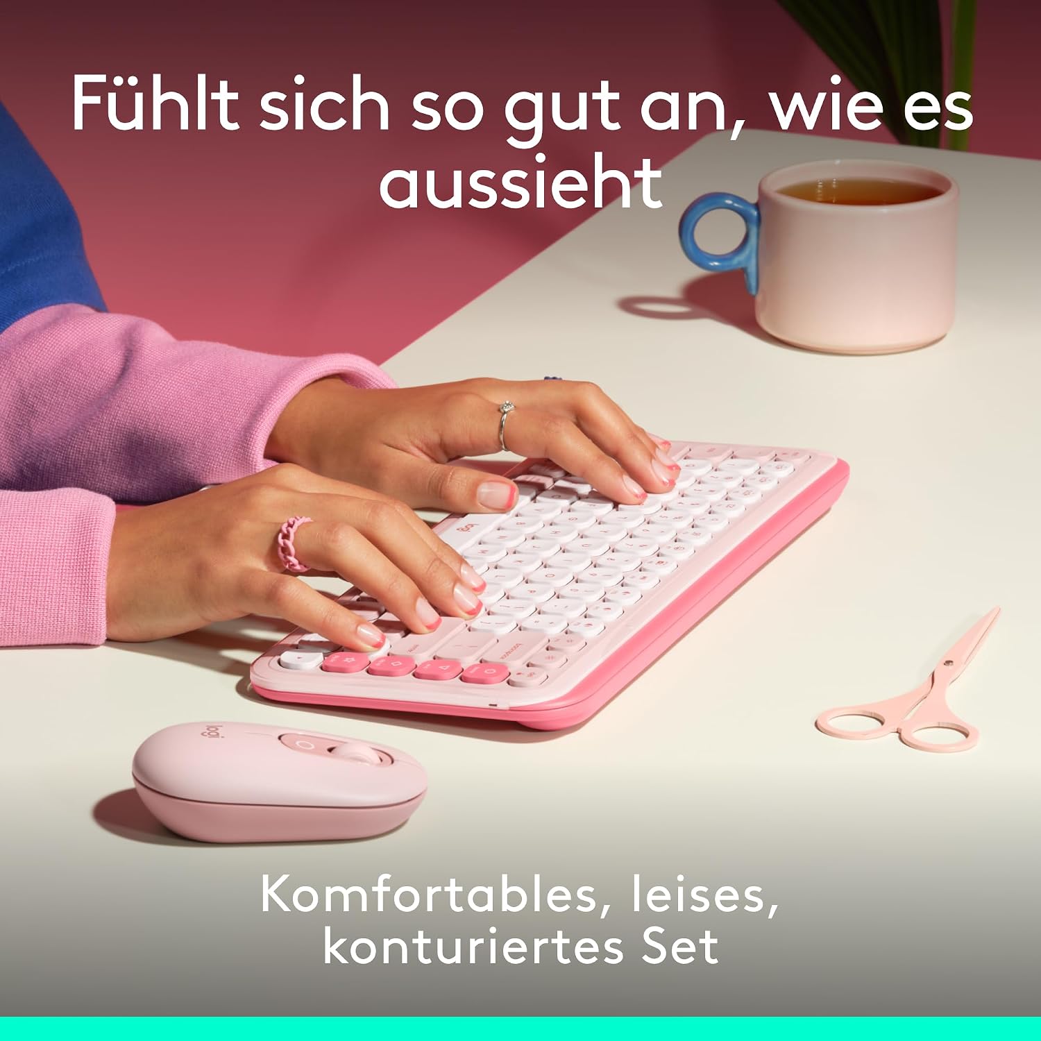 Thumbnail 2 de Logitech POP ICON Combo Rosa Tastatur-Maus-Set