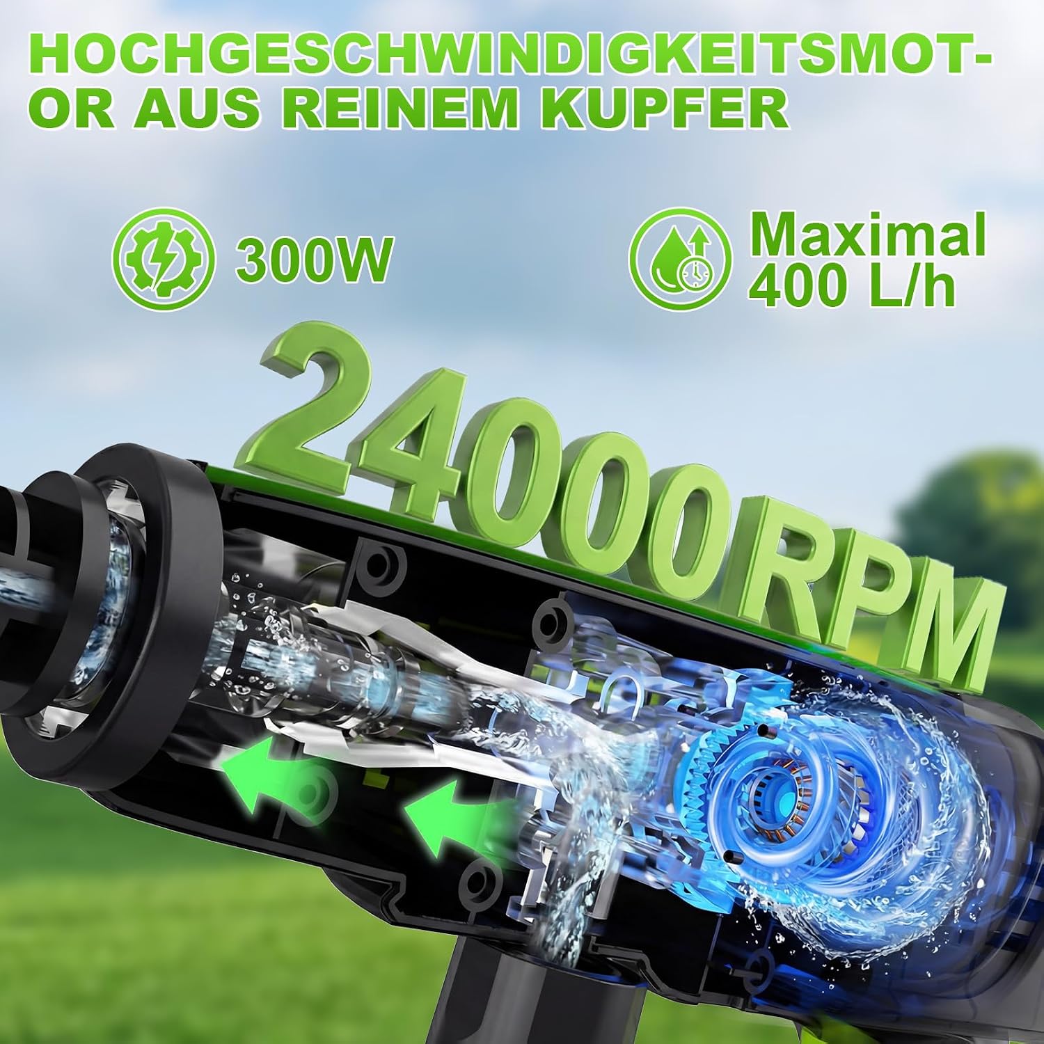 Detalle de VOERJIA Akku-Hochdruckreiniger 21V (70 Bar) – flexibel, tragbar und mit 2x 4Ah Akkus