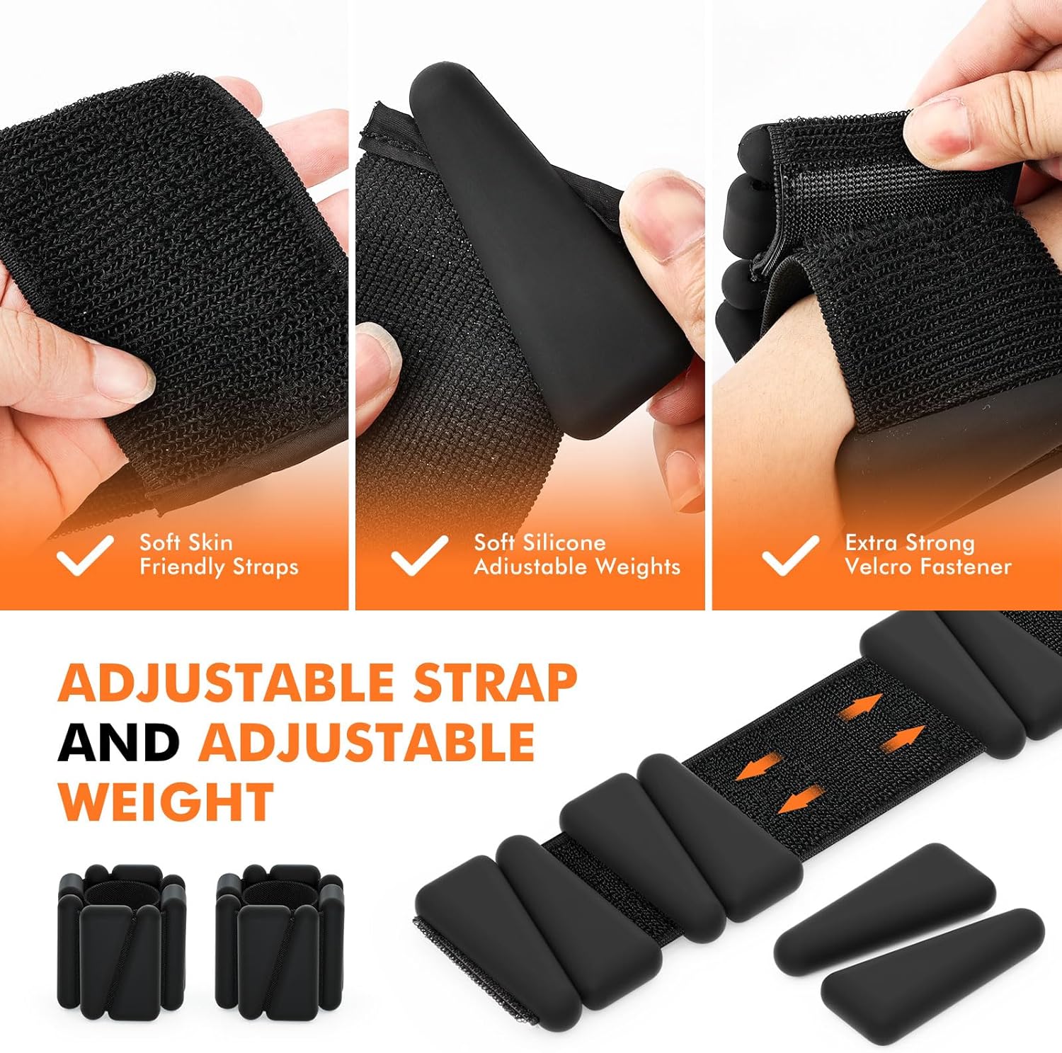 Thumbnail 5 de Adjustable Wrist & Ankle Weights Bracelet Set (2) — Silicone Weighted Bracelets for Home Gym, Yoga, Running & Strength Training