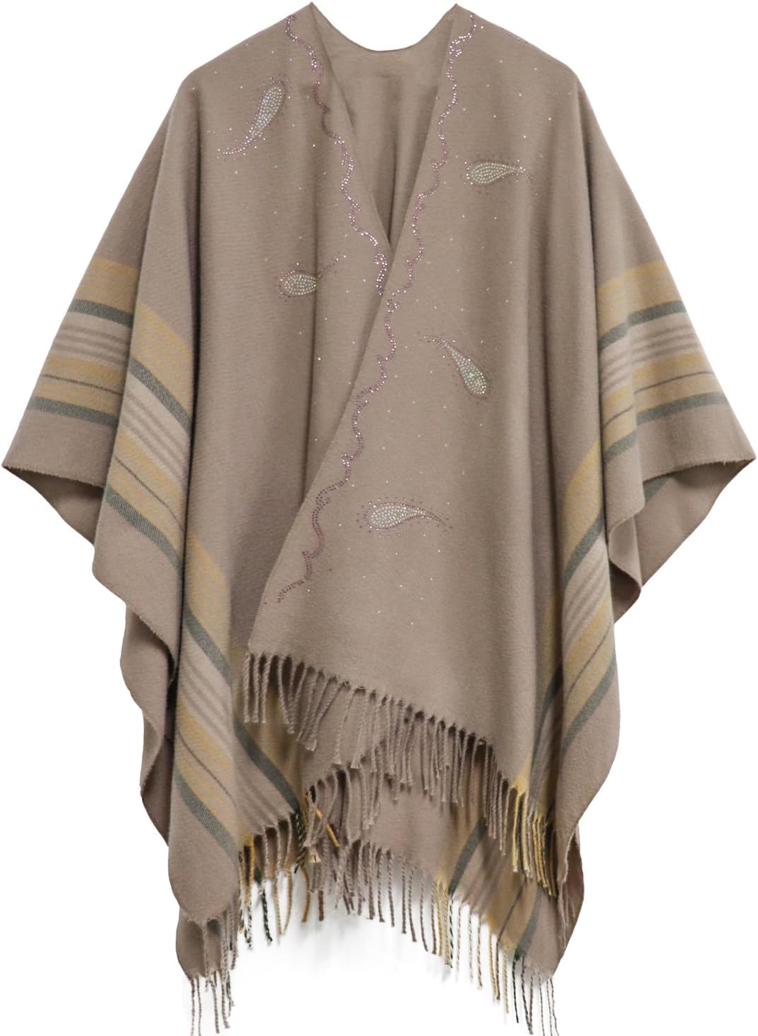 Thumbnail 4 de Miaikvs Women Poncho: Reversible Oversized Cardigan Blanket with Rhinestone Shawl