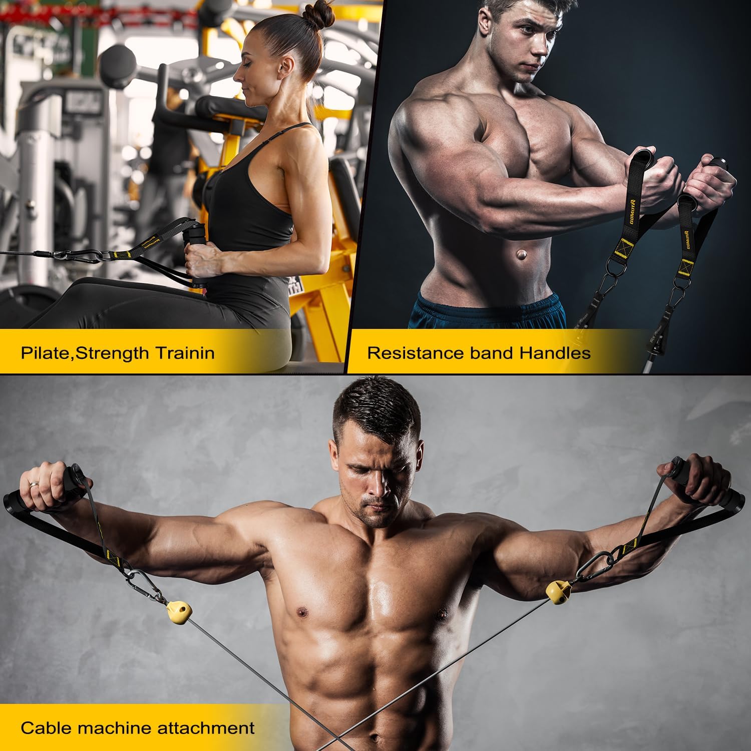 Thumbnail 5 de Ayombo Resistance Band Handle with Heavy-Duty Cable Attachment and Nylon Strap D-Ring