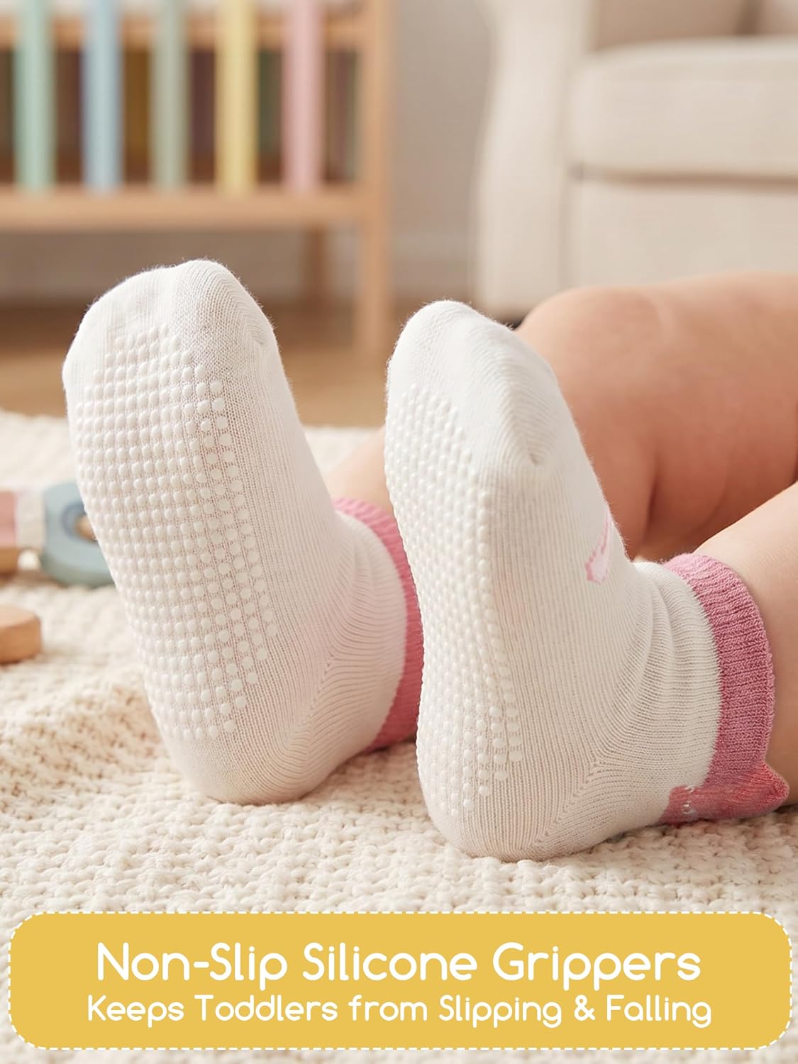 Detalle de Aroveea Non-Slip Toddler Socks, 12-Pack