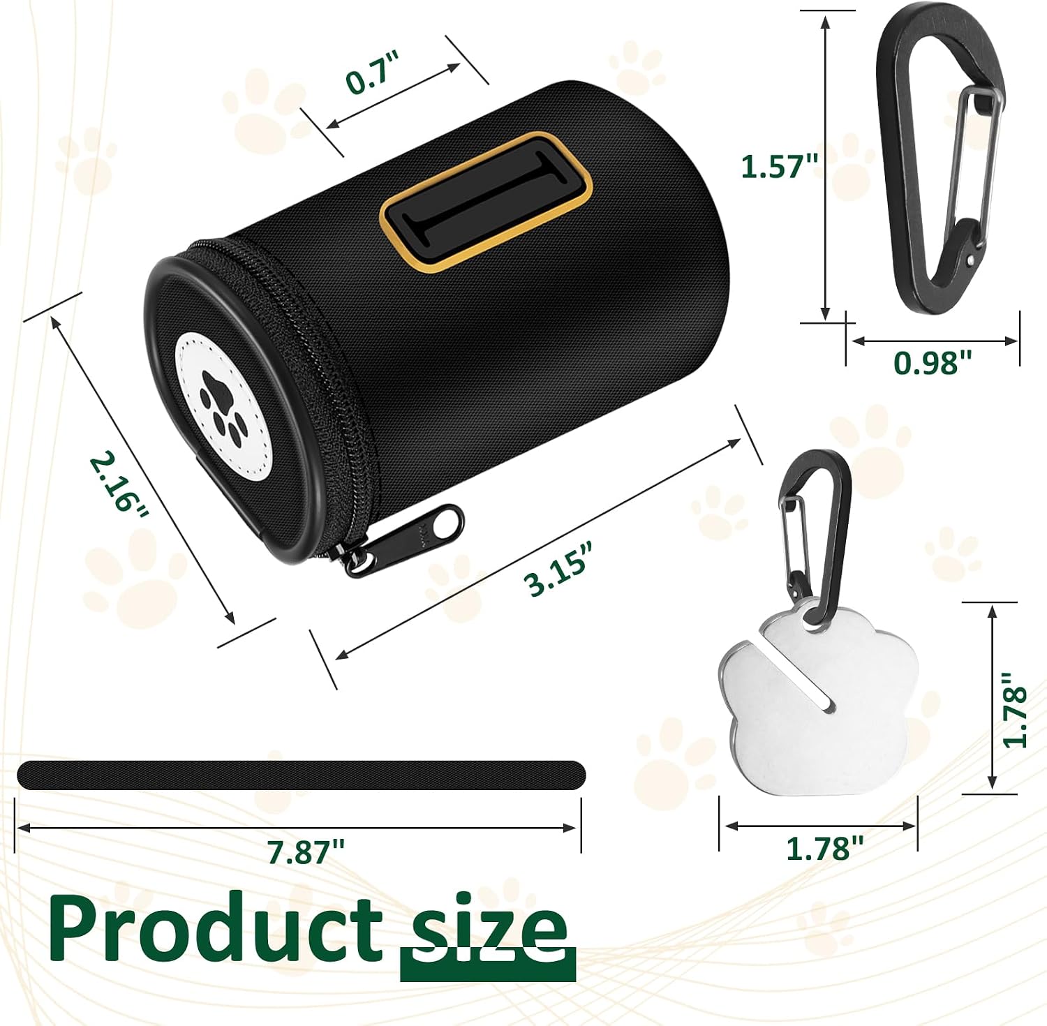 Thumbnail 3 de RASSE Dog Poop Bags Dispenser: 1680D Nylon Oxford Waste Bag Holder with Carabiner