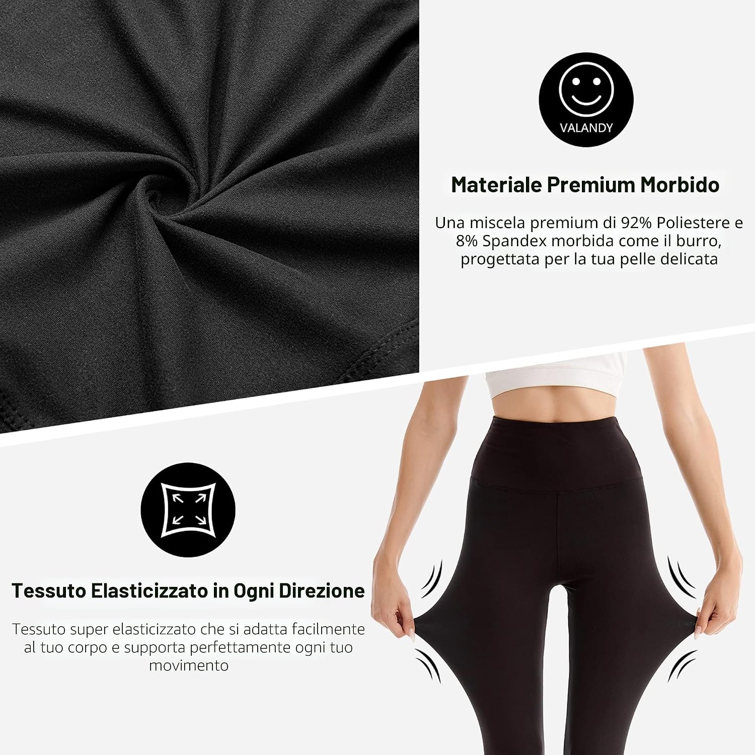 Detalle 2 de SINOPHANT 3/4 Leggins Capri Vita Alta Donna: comfort opaco, sostegno e versatilità per sport e casual