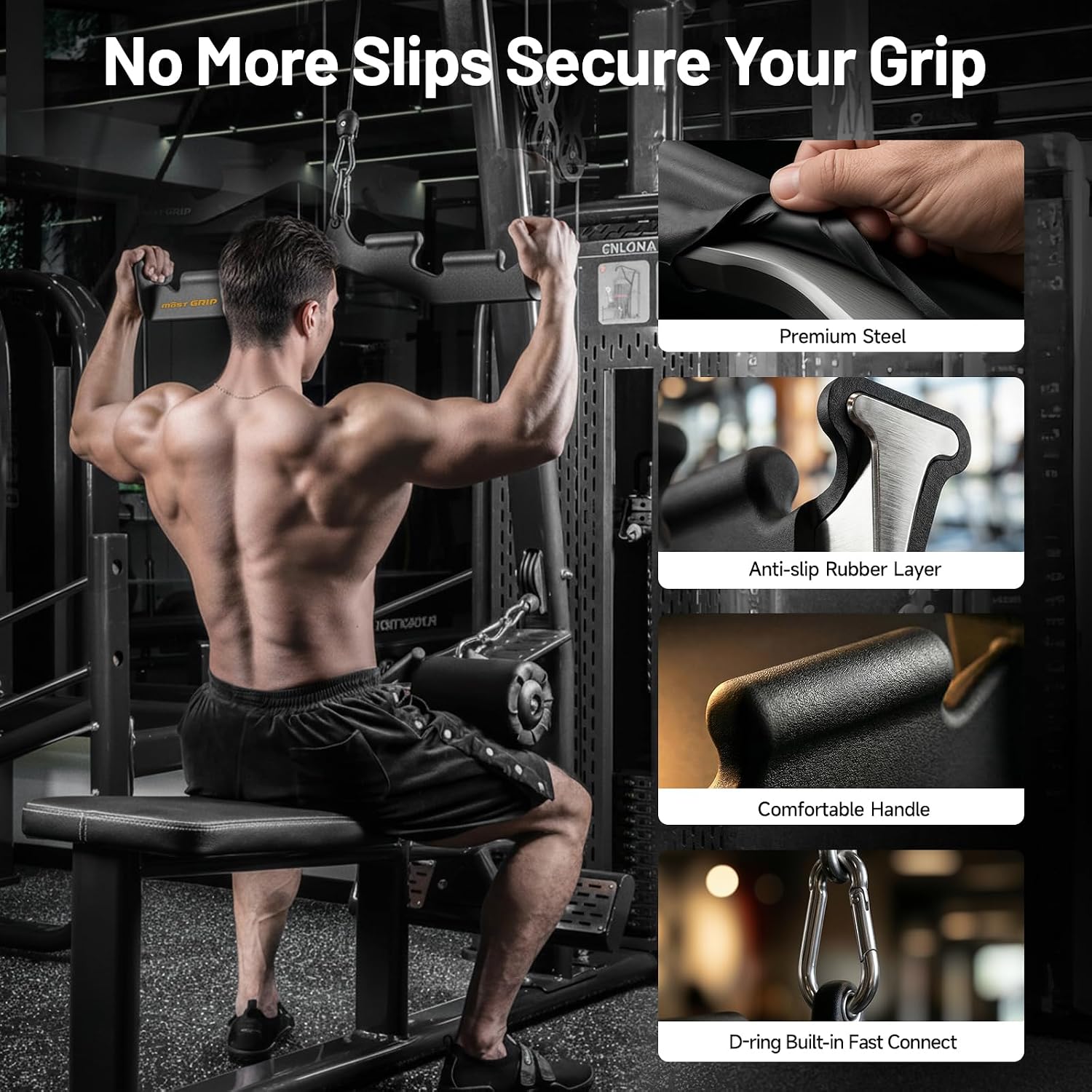 Thumbnail 4 de MOST GRIP Lat-Bar-Futi LAT Pulldown Bar, Steel Multi-Grip Attachment with 6 Handles