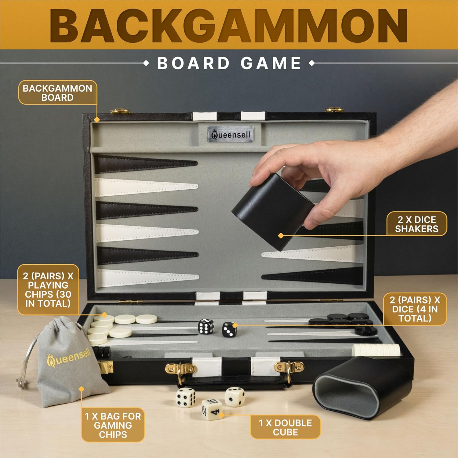 Detalle 2 de Queensell 15-Inch Backgammon Set ๐ฒ