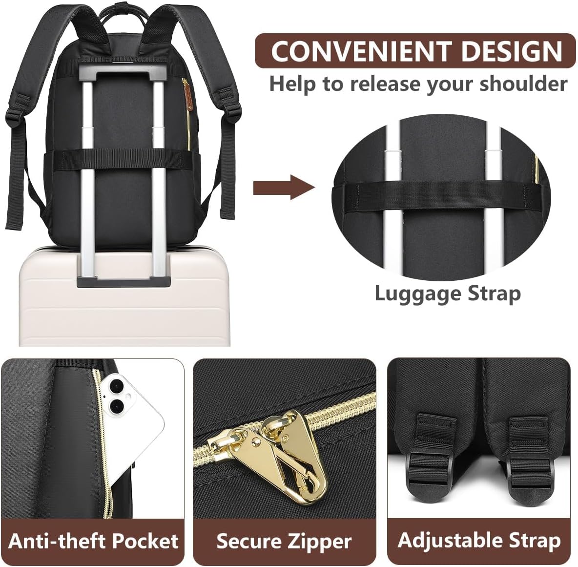 Detalle 1 de 15.6 inch Laptop Backpack for Women