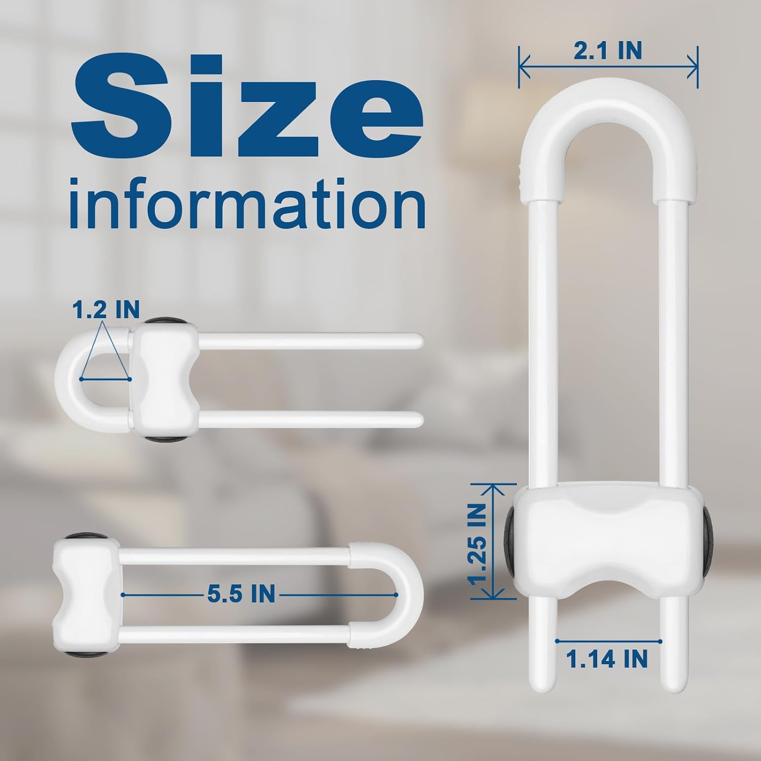 Thumbnail 1 de LLOOC GS-004 Child-Proof Cabinet Locks, 4-Pack, White, Tool-Free U-Shaped