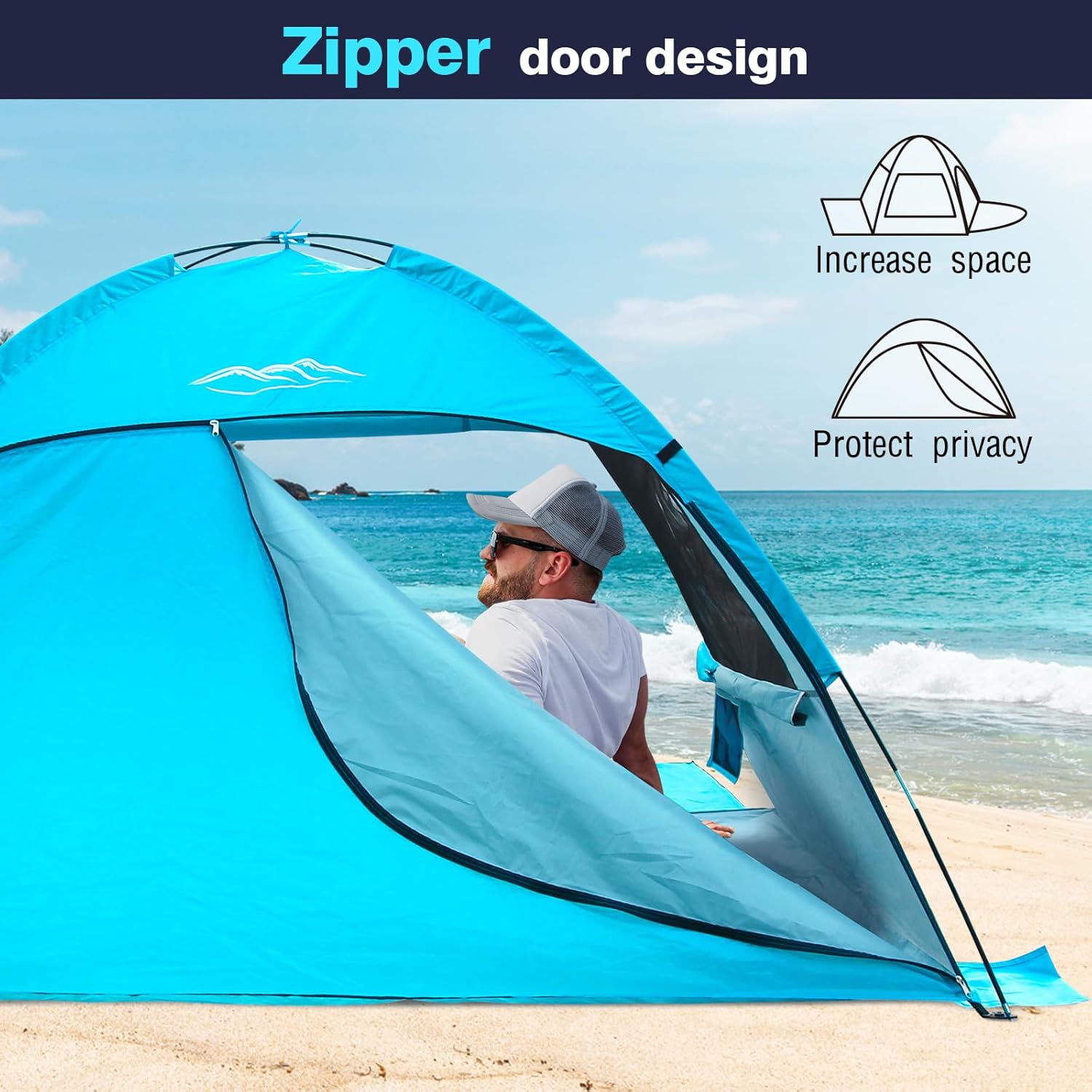 Thumbnail 5 de DLUCKY Beach Tent for 1-6 People: UV-Guard Shelter with Extendable Floor and Awning