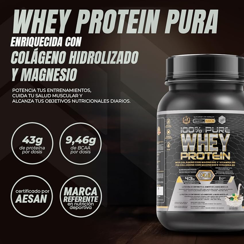 Thumbnail 1 de Healthy Fusion Whey Protein 💪 Colágeno y Magnesio | Vainilla 1000g