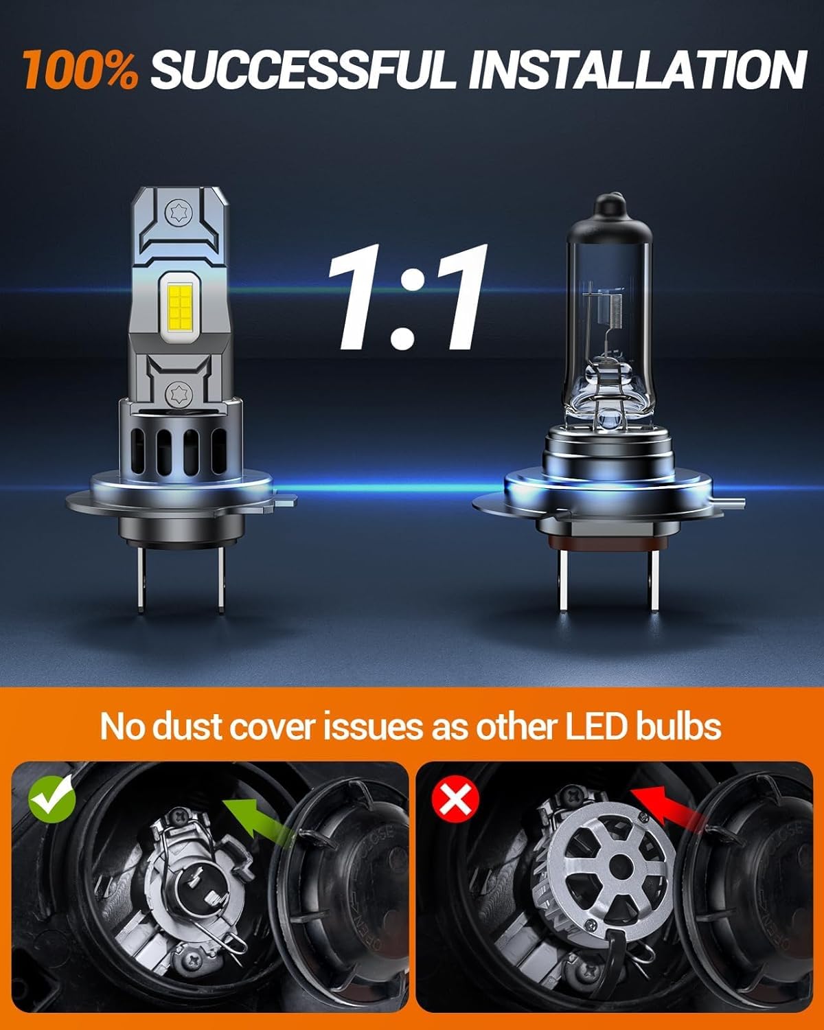 Thumbnail 4 de SEALIGHT S2S H7 LED – ampoules H7 6500K (pack 2) pour moto/ATV, install faciles