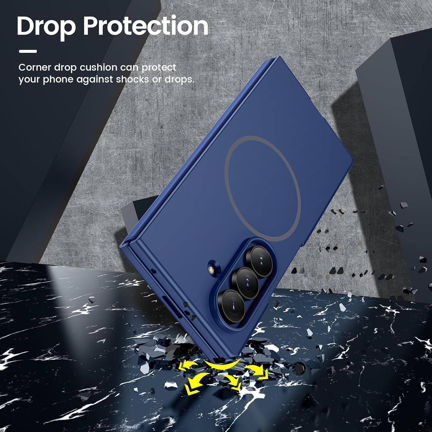Detalle 2 de HWeggo for Samsung Galaxy Z Fold 7 case with built-in 9H screen protector (blue)