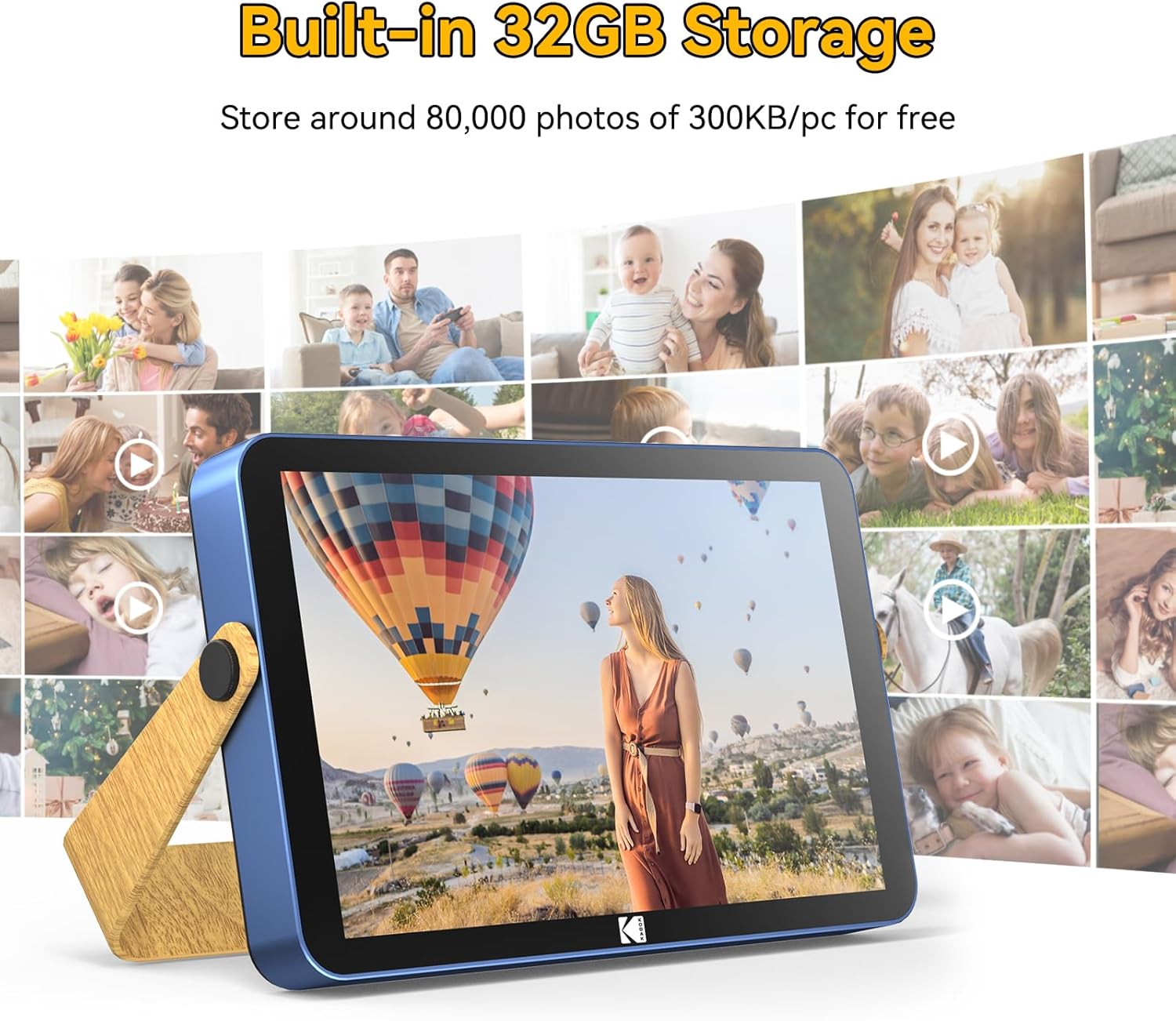 Detalle 2 de KODAK Cadre photo numérique WiFi 10 pouces IPS HD avec batterie 4000 mAh et 32 Go