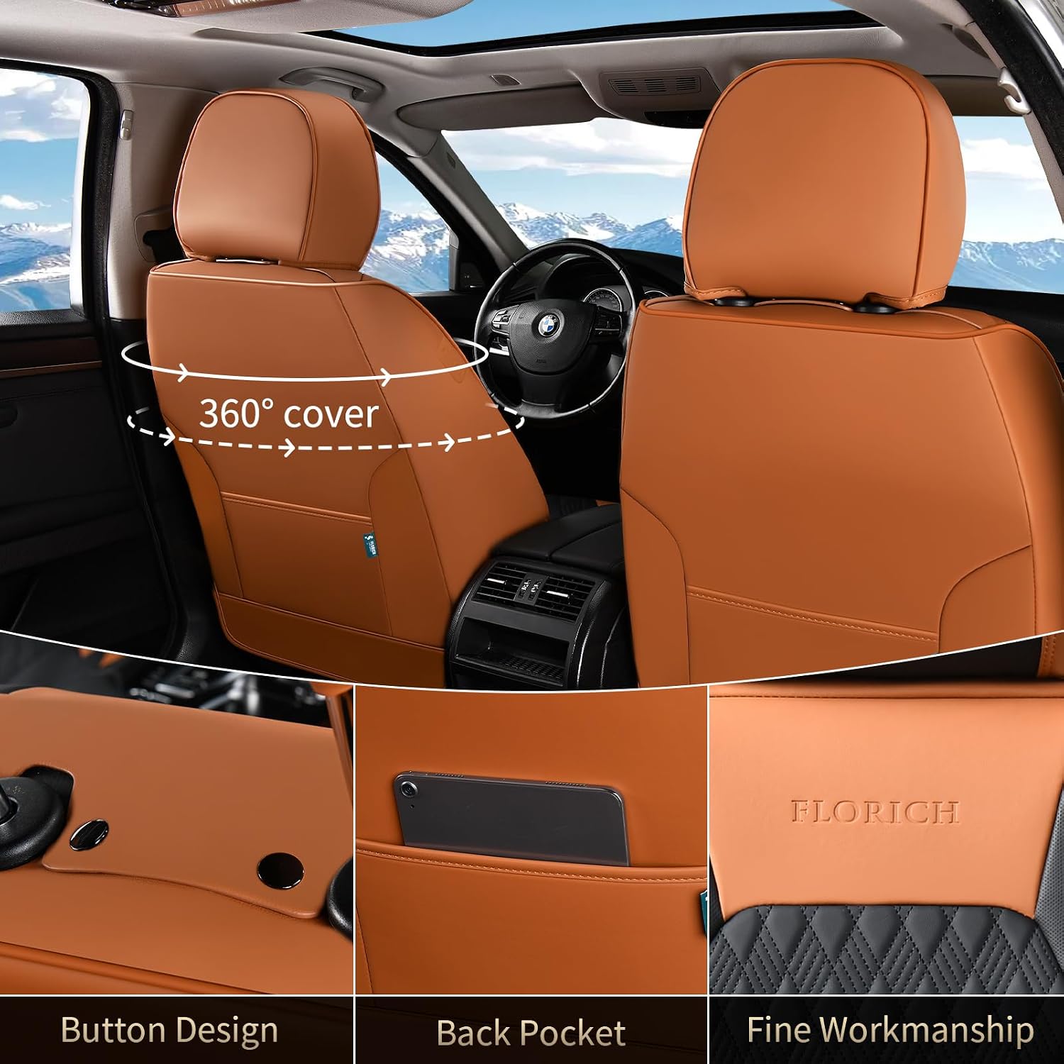 Detalle de FLORICH Front Seat Covers, Nappa Leather