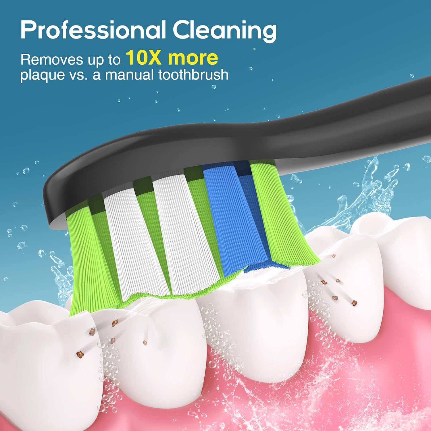Detalle 2 de BrightDeal Aufsätze kompatibel mit Philips Sonicare – 8er Set, Sensitive/Schwarz
