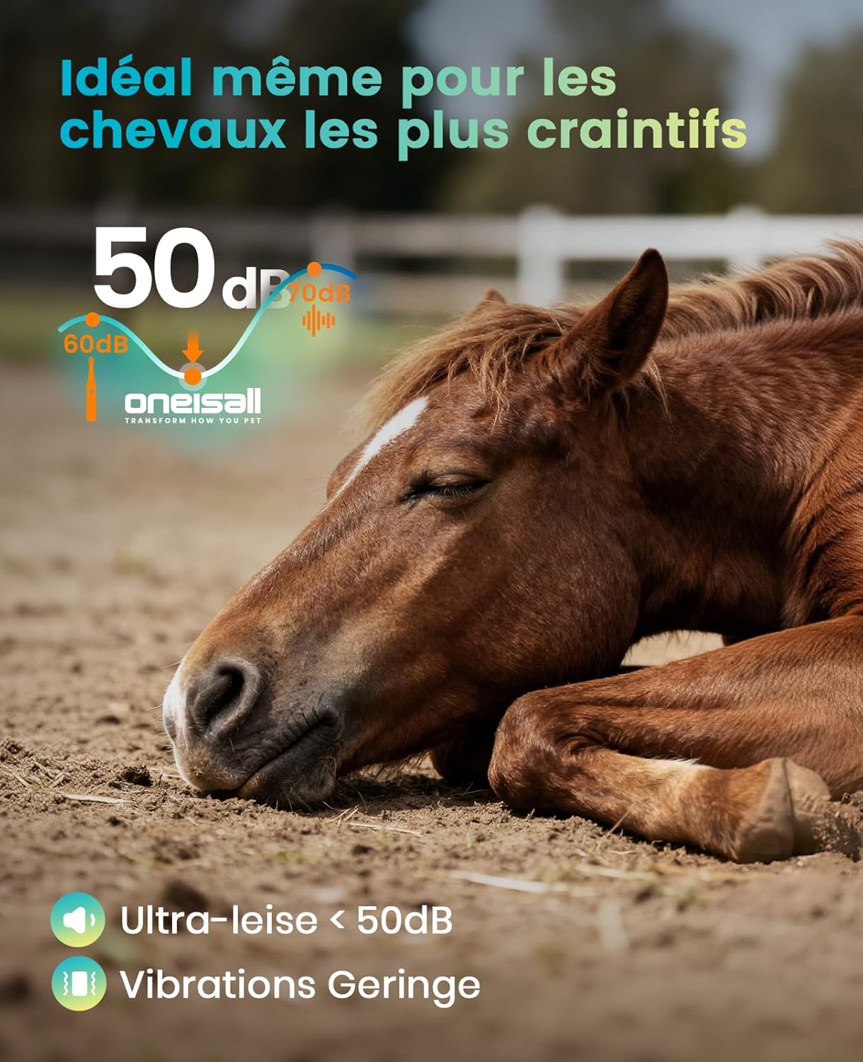 Thumbnail 3 de Oneisall Tondeuse sans fil silencieuse pour chevaux, rechargeable avec 6 accessoires et lame amovible