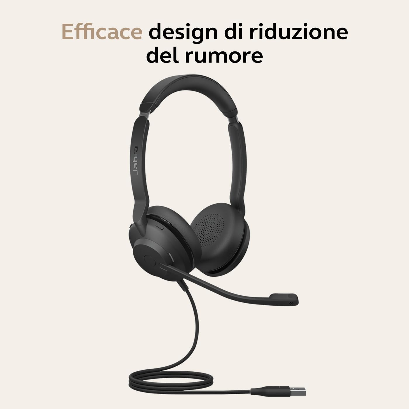 Detalle de Jabra Evolve2 30 SE: Cuffie Stereo USB-A MS con cancellazione rumore, indicatore occupato e custodia morbida
