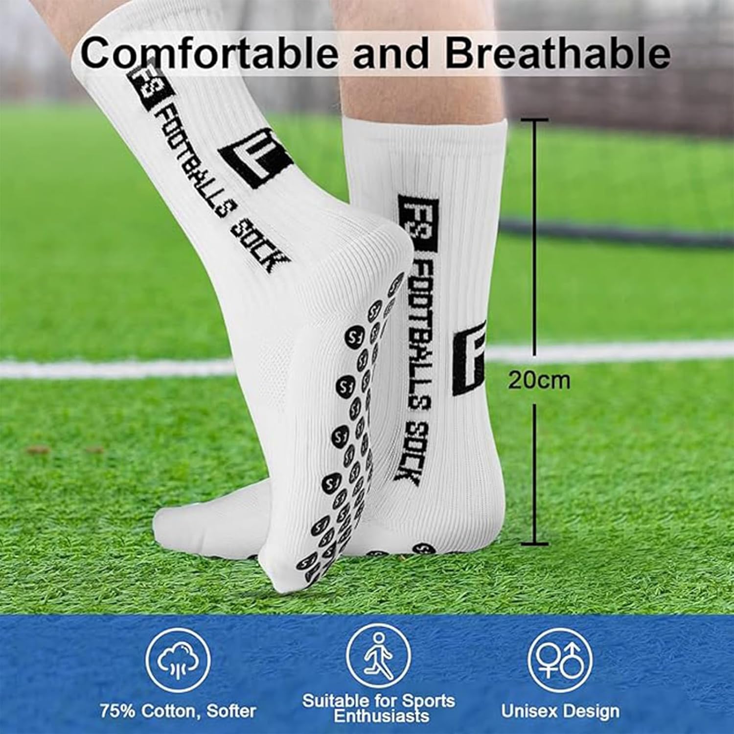 Thumbnail 5 de AVABEST Fußballsocken Herren 2 Paar Grip