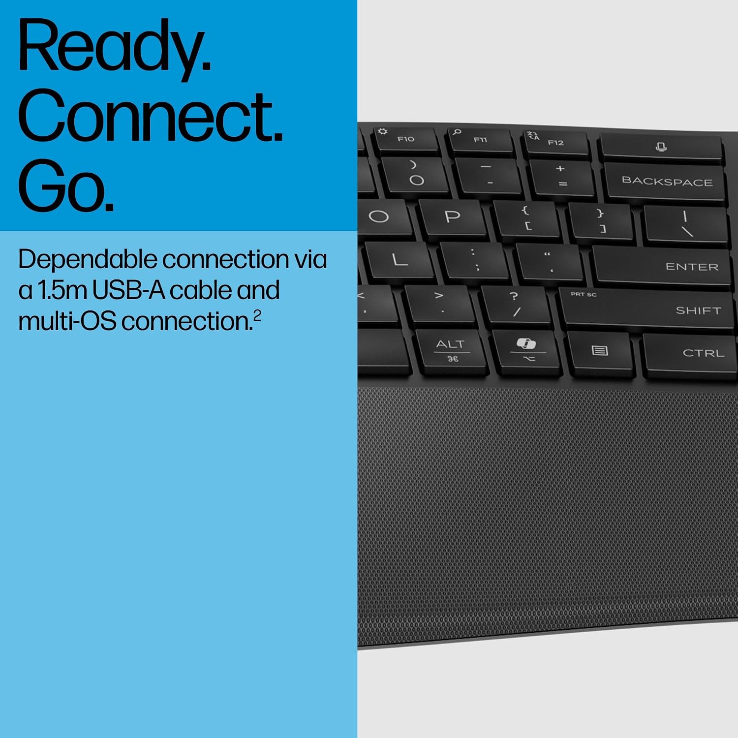 Detalle de HP 480 Comfort Wired Keyboard with Adjustable Typing Angles and 23 Programmable Keys
