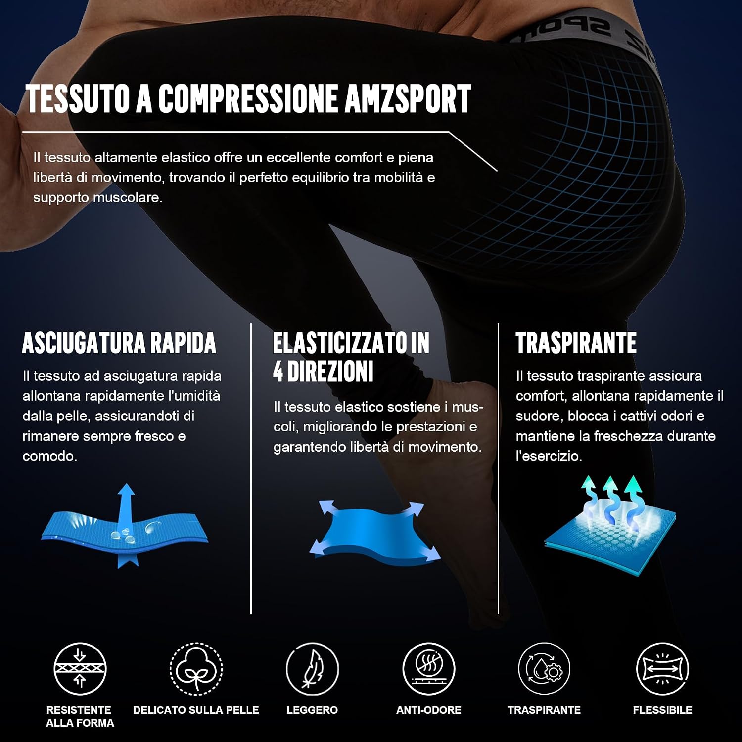 Detalle 2 de AMZSPORT Pantaloni a compressione 2 pezzi