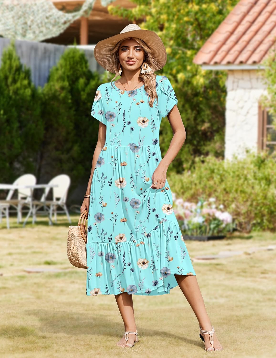 Thumbnail 3 de Zeagoo Women Summer Midi A-Line Dress with Pockets — Flowy Tiered Beach Sundress (2026 Vacation Ready)