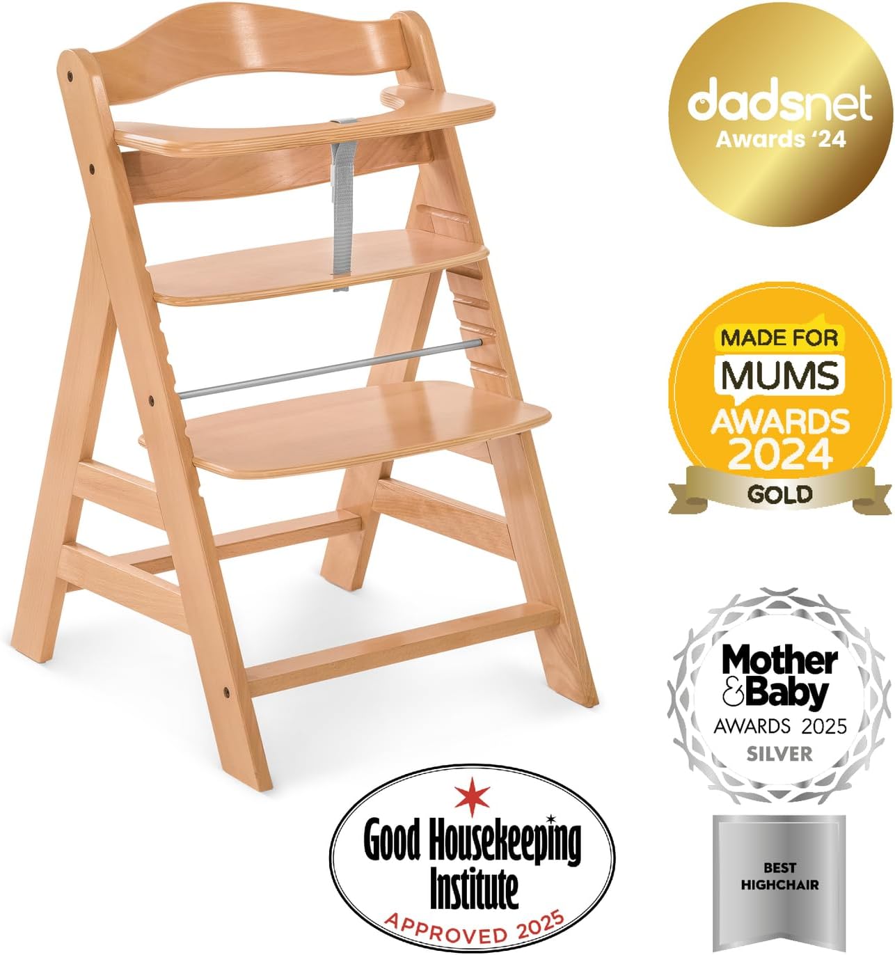 Thumbnail 1 de hauck Alpha+ Natural Wooden High Chair – adjustable, sustainable beechwood from FSC forests