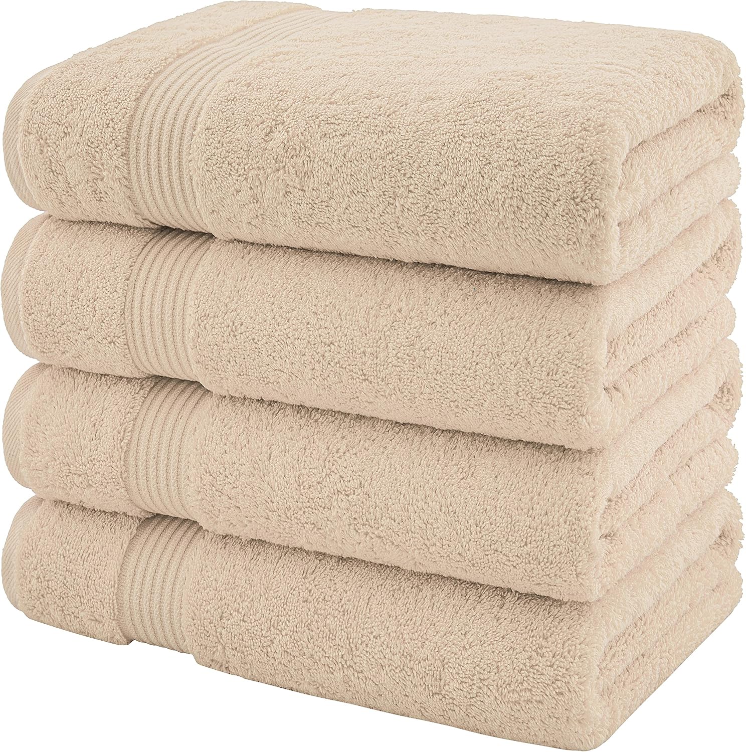 Detalle de American Veteran Towel: 4-Pack Turkish Bath Towels, 27x54 Inches, 100% Cotton, Beige