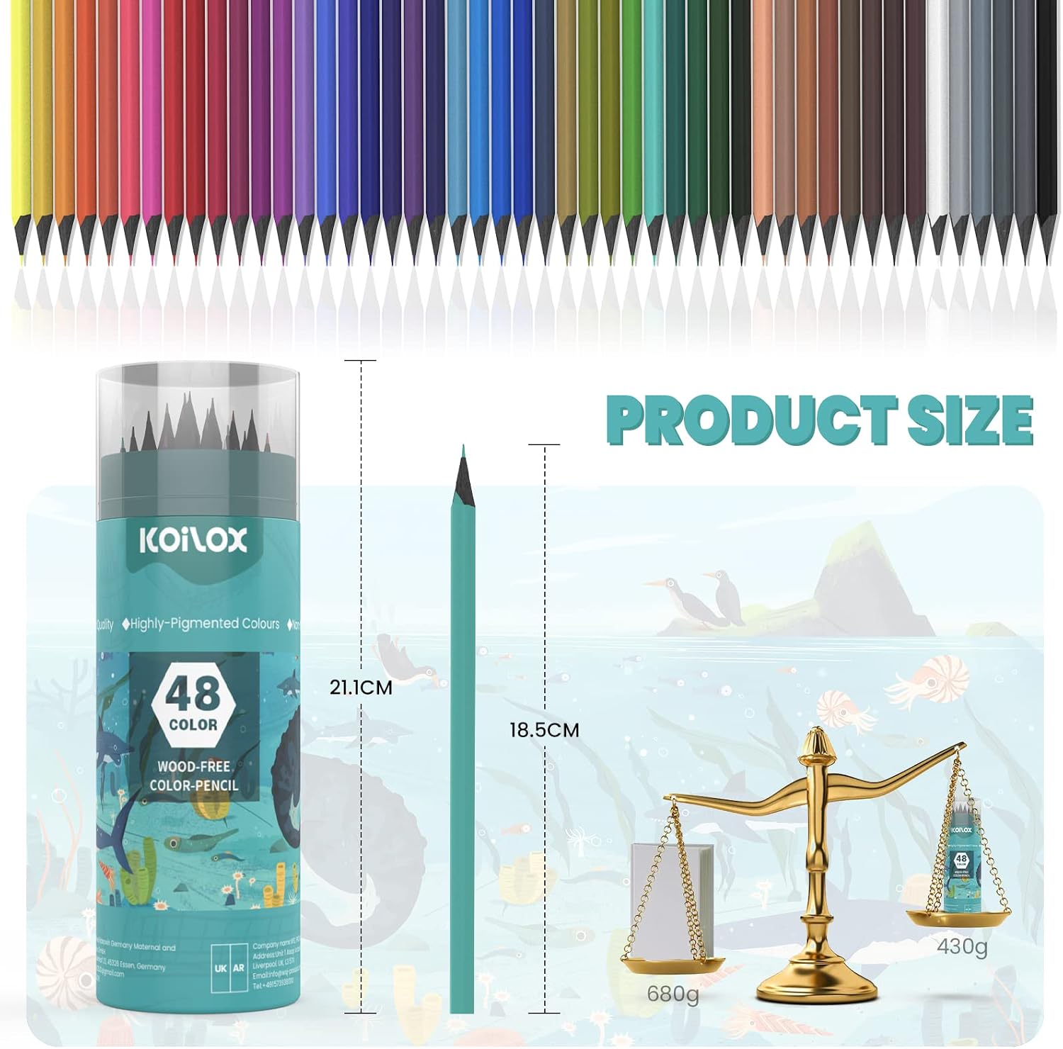 Detalle de Koilox 48 Colours Oil-Based Erasable Pencils