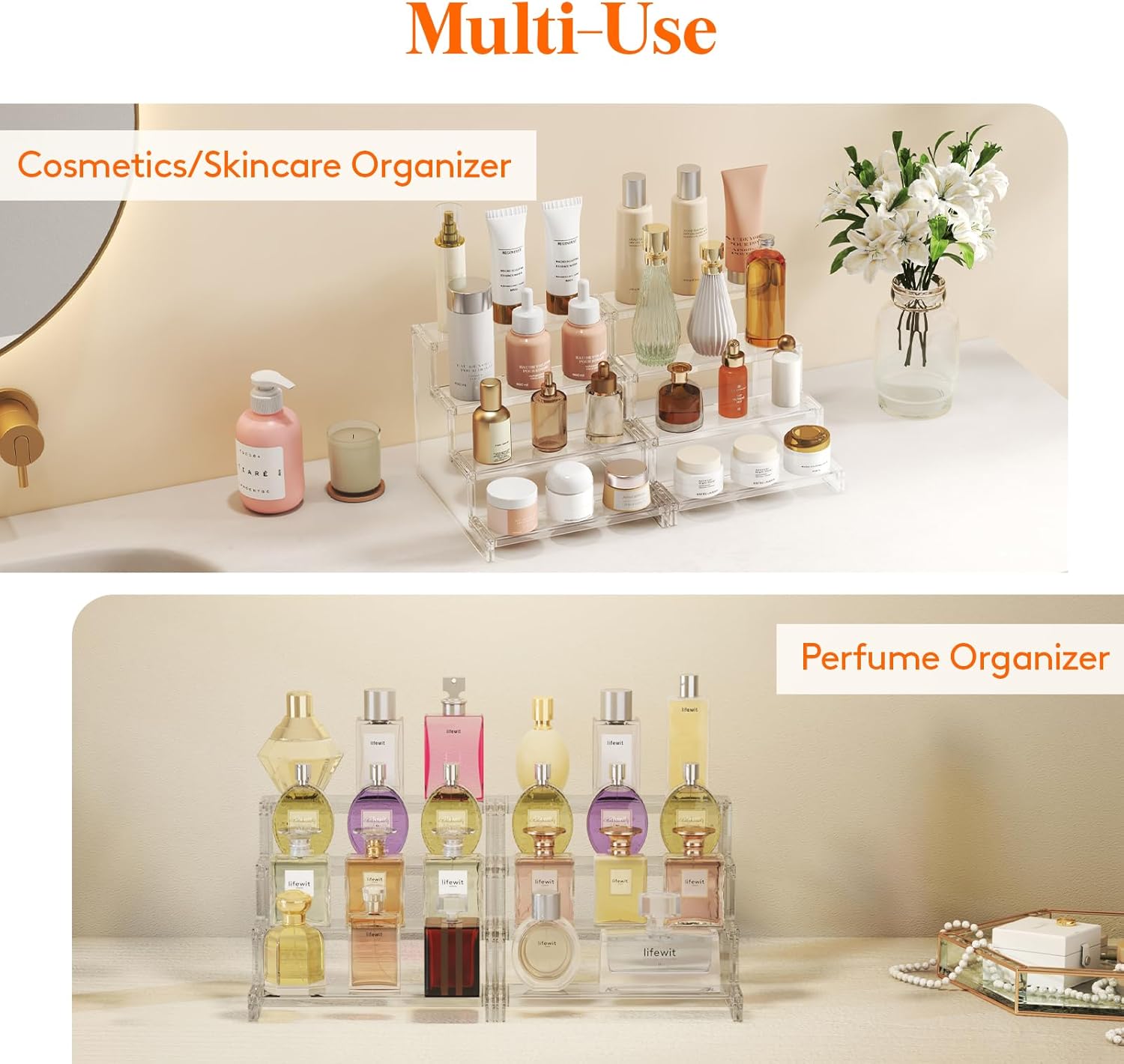 Thumbnail 1 de Lifewit Perfume Organizer Clear Cologne Cupcake Stand (Tool-Free Assembly) for Vanity & Counter Storage