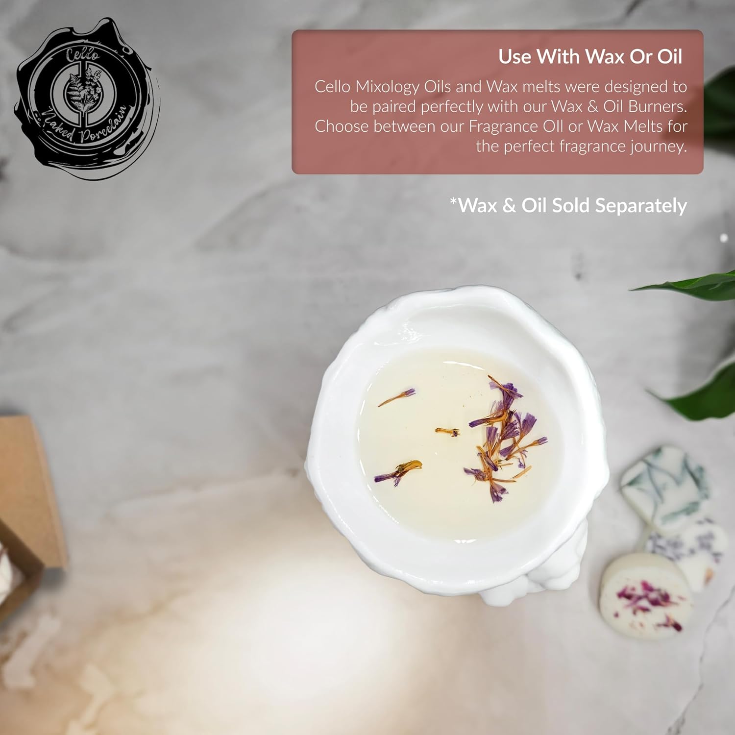 Thumbnail 3 de Cello Elephant Tealight & Essential Oil Burner – Porcelain Decor Wax Melt & Gift