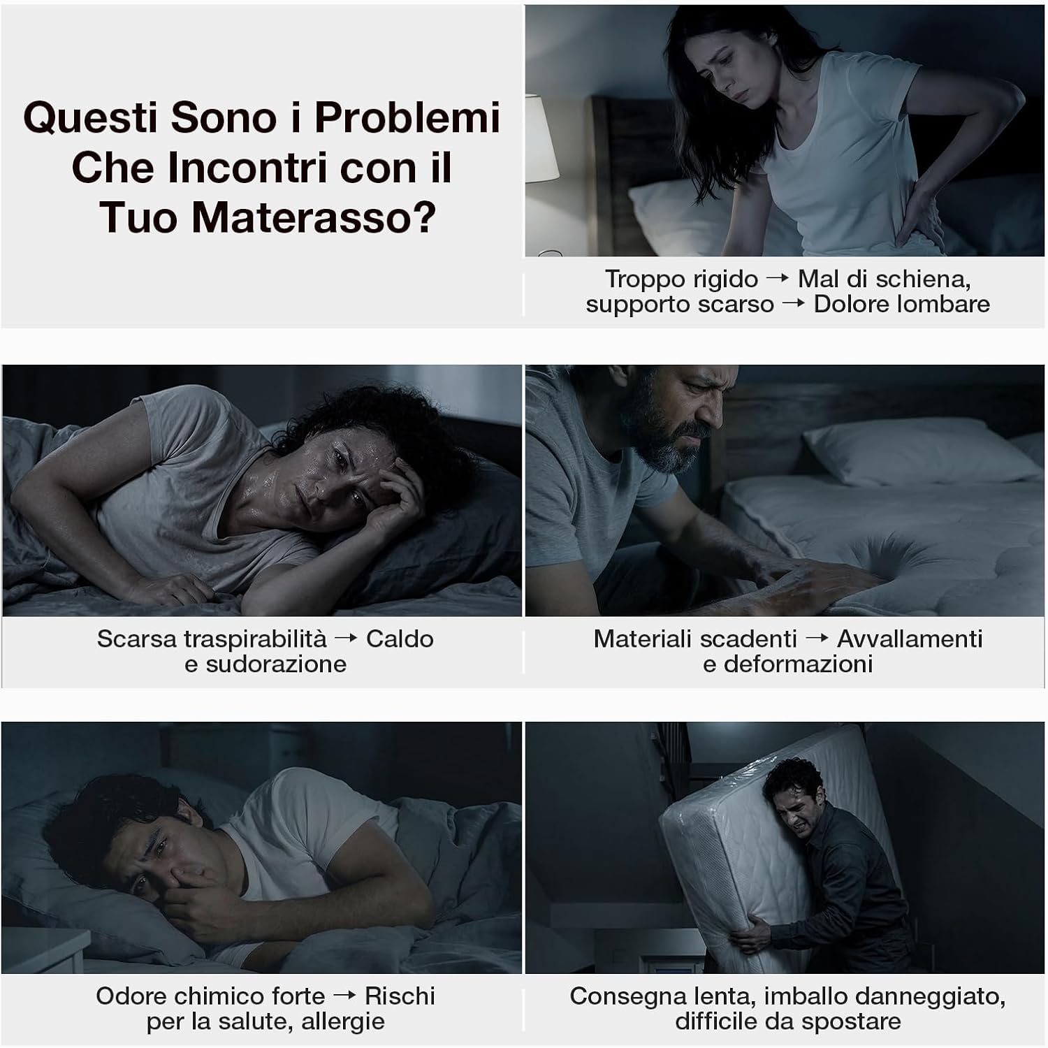Thumbnail 4 de Novilla Materasso 160x190: materasso matrimoniale in schiuma di fibra di bambù a onde 7 zone, 18 cm, durezza media